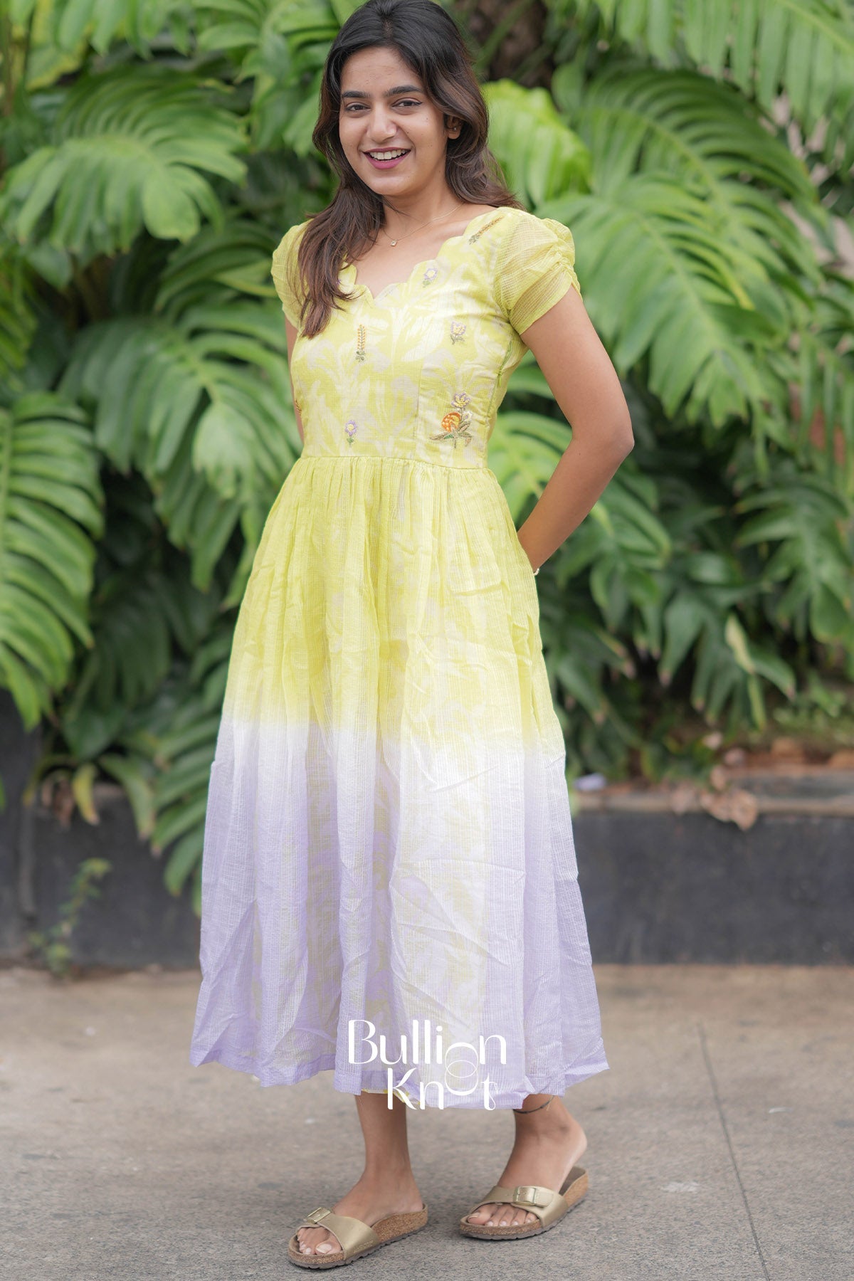Vasant Vibe Yellow Kota Dress for Elegant Styles