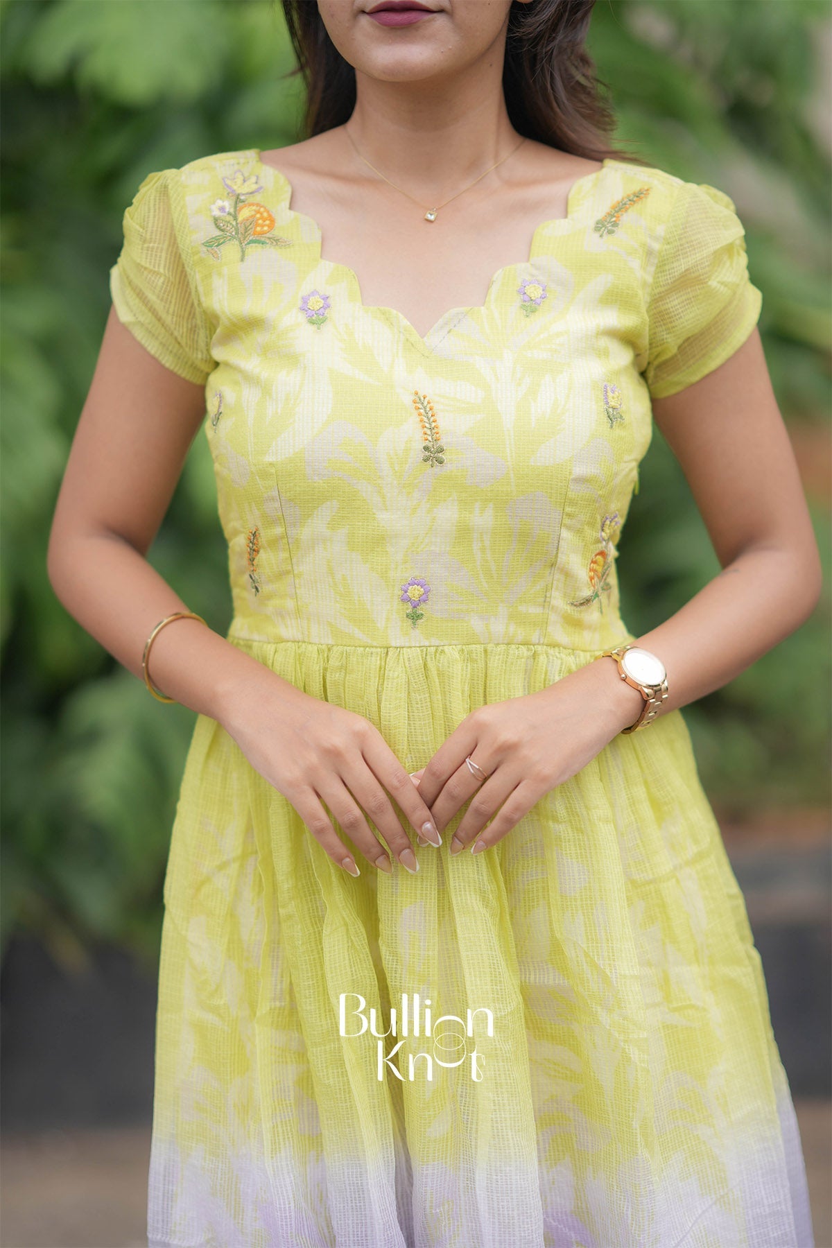 Vasant Vibe Yellow Kota Dress for Elegant Styles