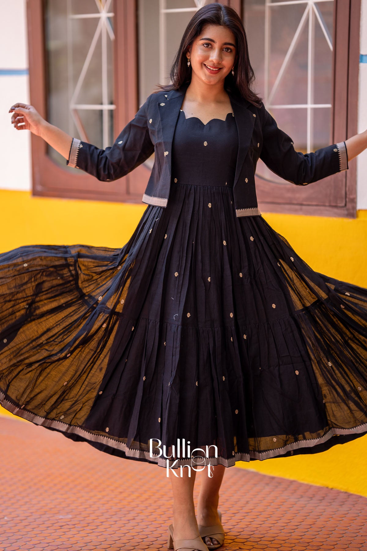Pratima Handloom Midi(Dress) in Black