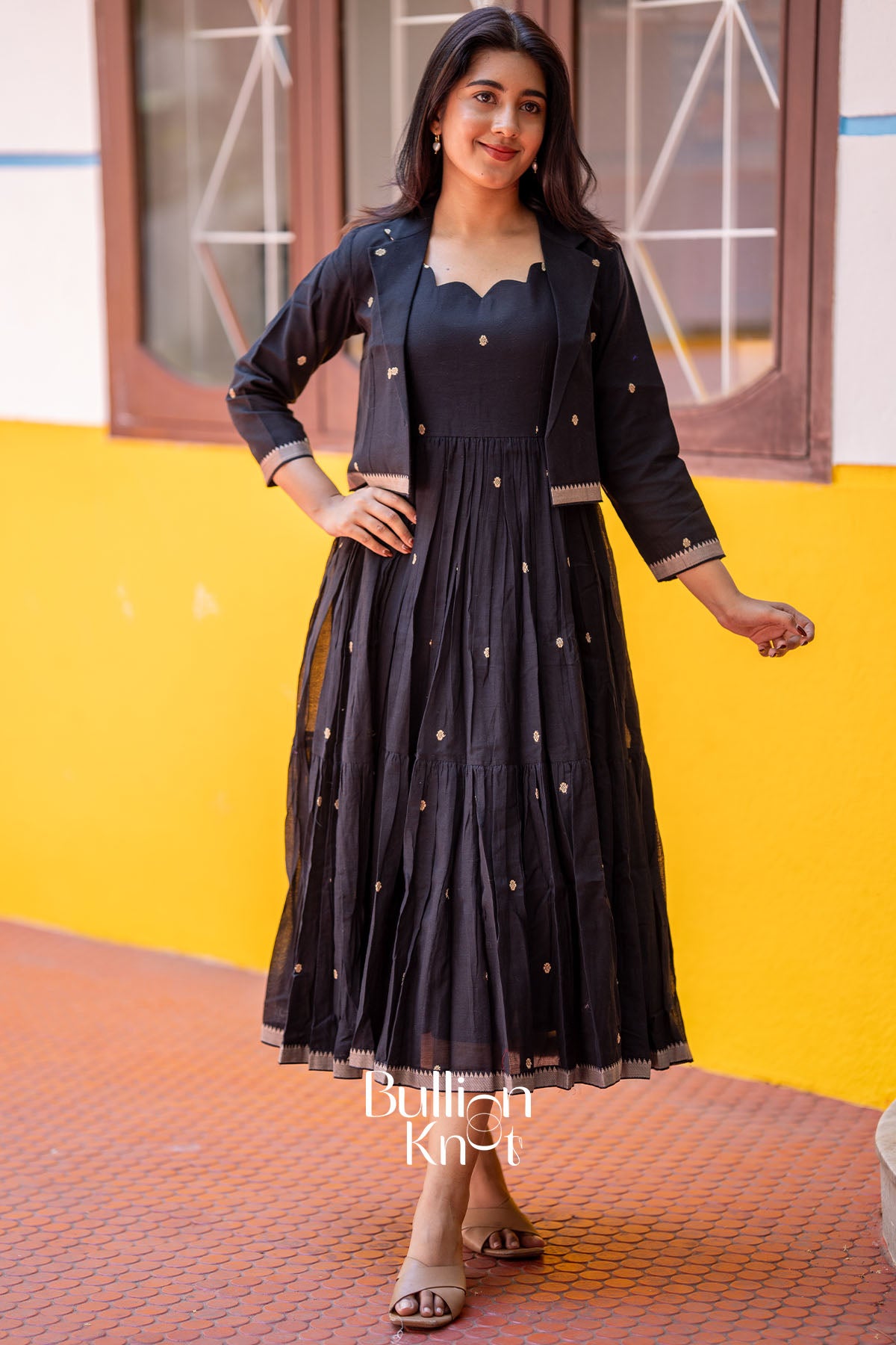 Pratima Handloom Midi(Dress) in Black