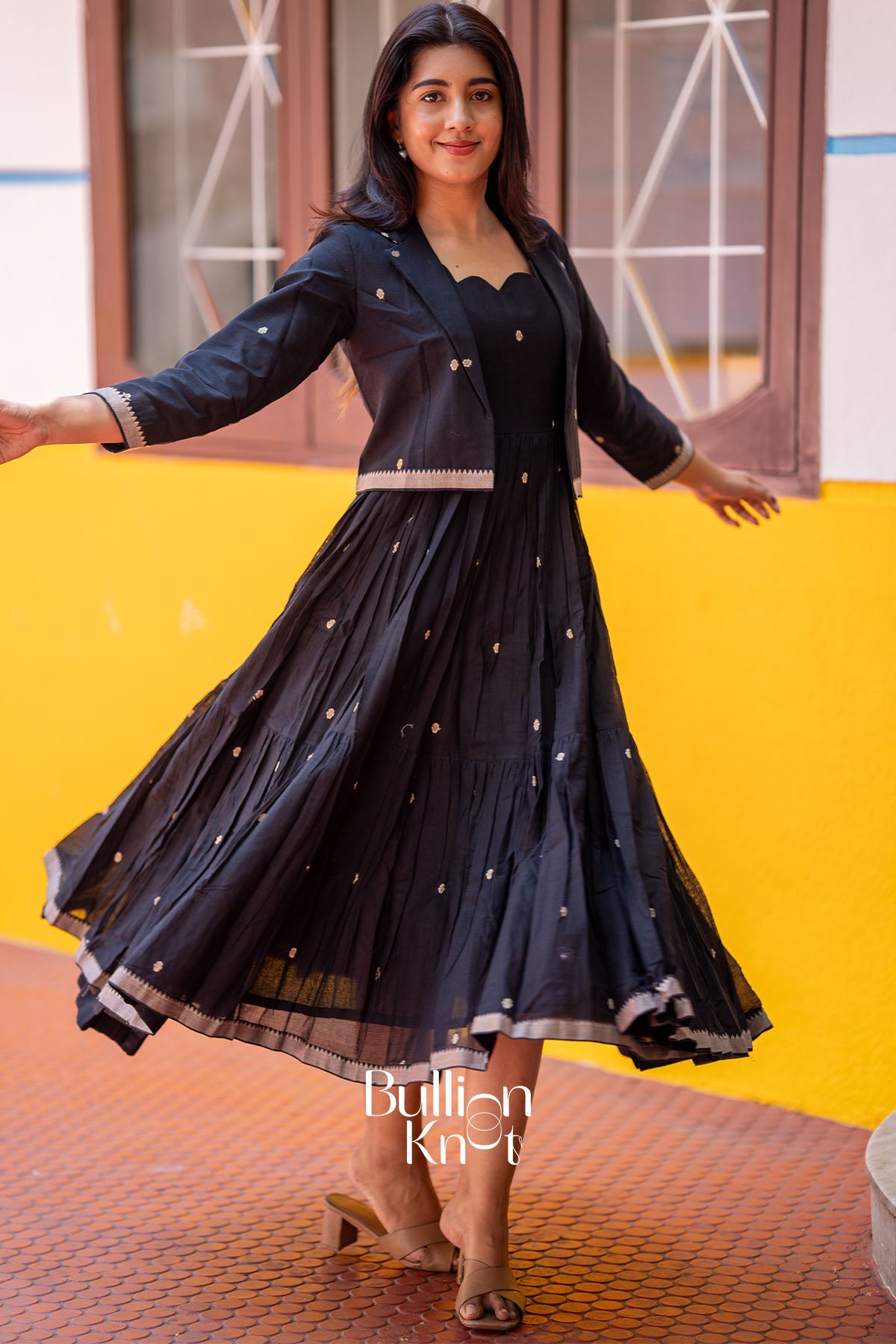 Pratima Handloom Midi(Dress) in Black
