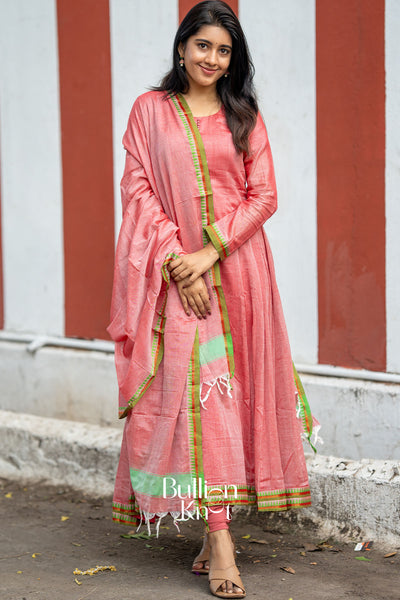 Samaira Handloom Anarkali (Dress) in Coral Pink