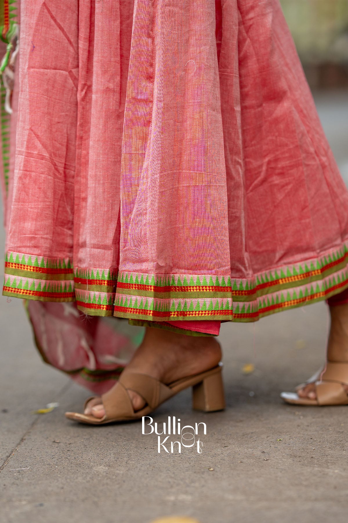 Samaira Handloom Anarkali (Dress) in Coral Pink