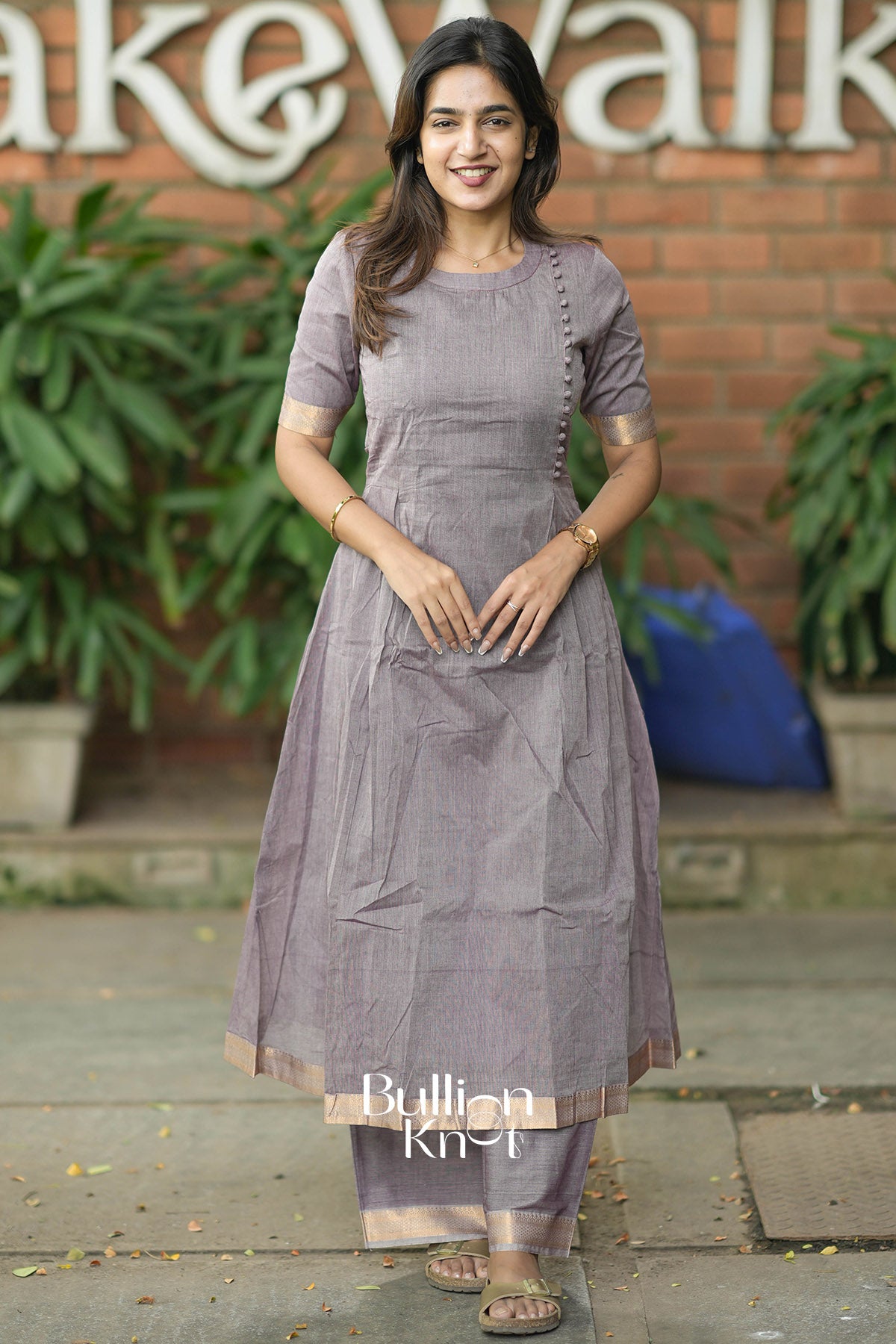 Oviya Handloom Kurta Set (Dress) in Gray