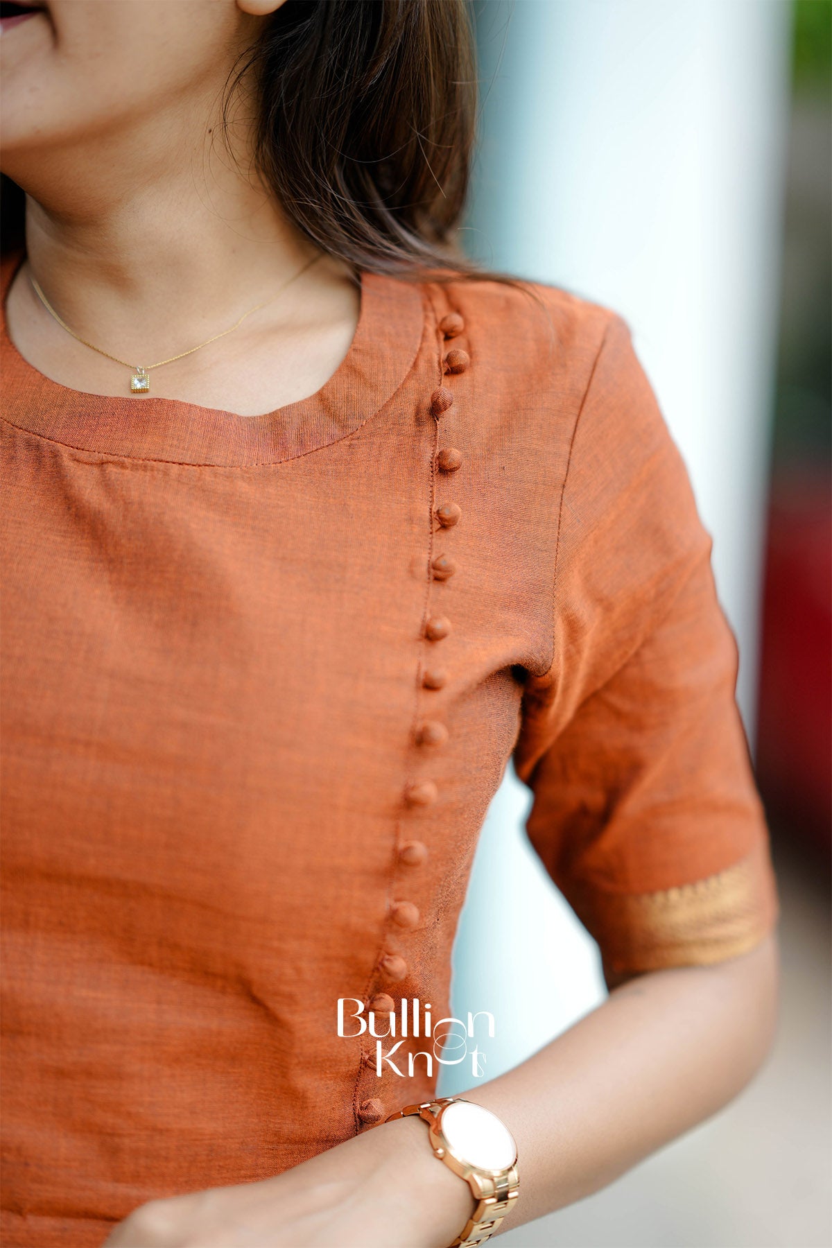 Tejasvi Handloom Kurta Set (Dress) in Rust Yellow