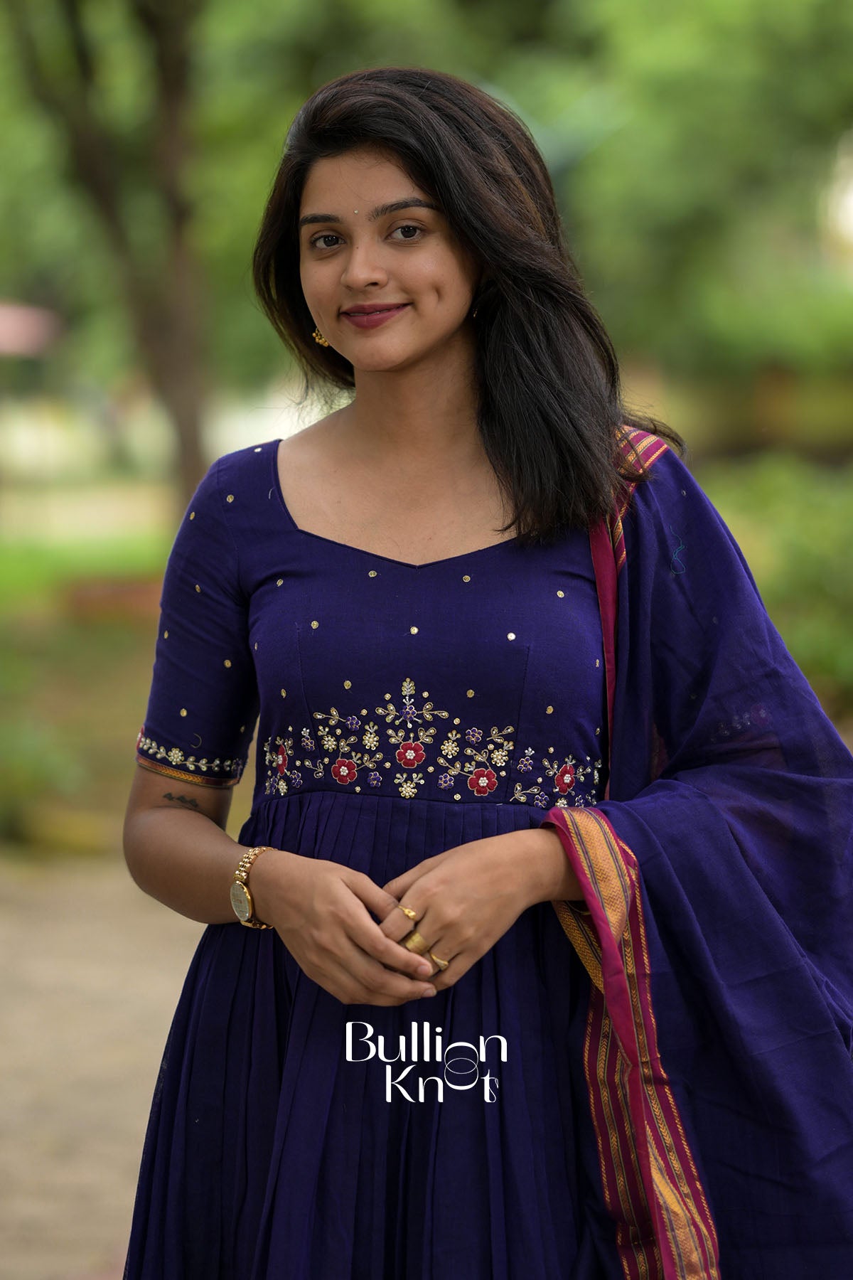 Athmika Handloom Purple Anarkali (Dress) Suit Set