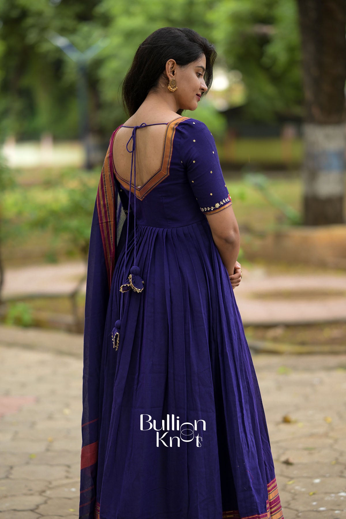 Athmika Handloom Purple Anarkali (Dress) Suit Set