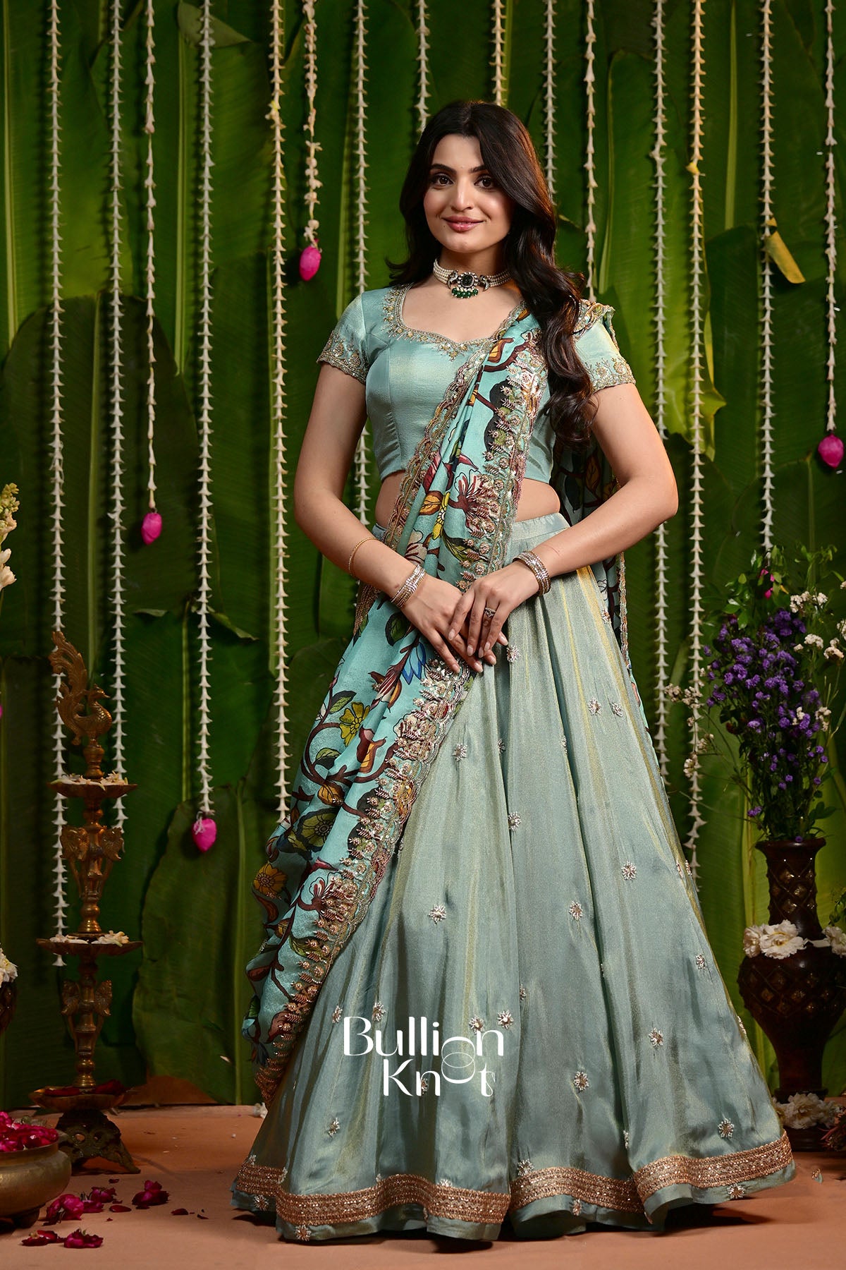 Dakshina Kalamkari Tissue zari Exclusive Lehenga Set