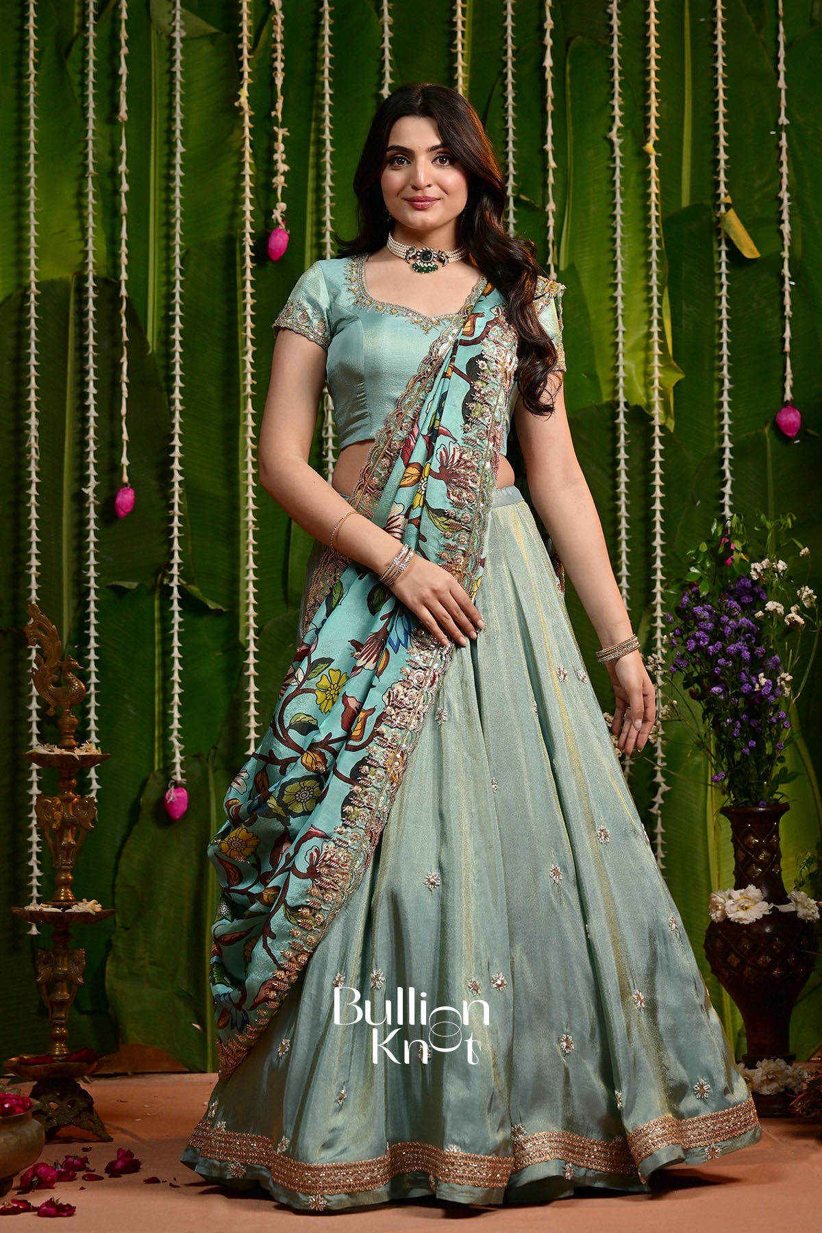 Dakshina Kalamkari Tissue zari Exclusive Lehenga Set