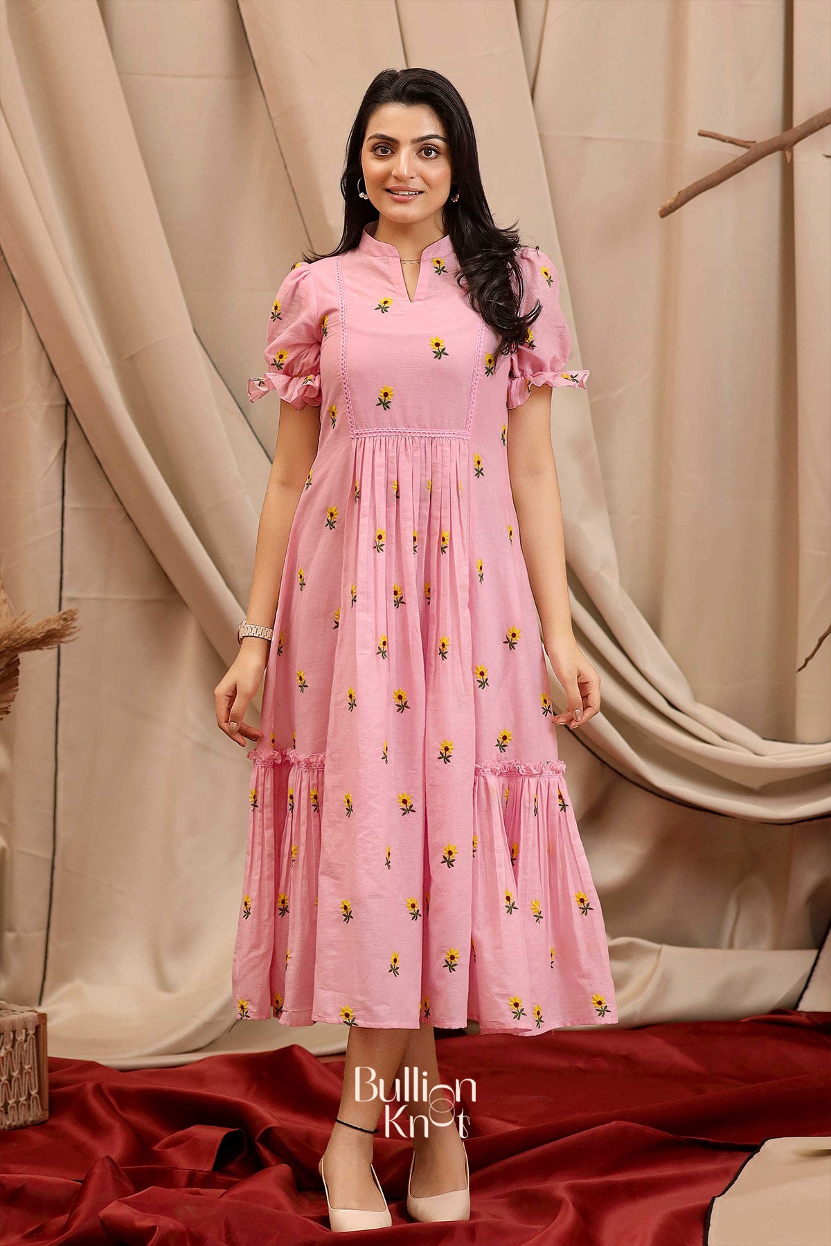 Daylily Summer Midi (Dress) in Pastel Pink