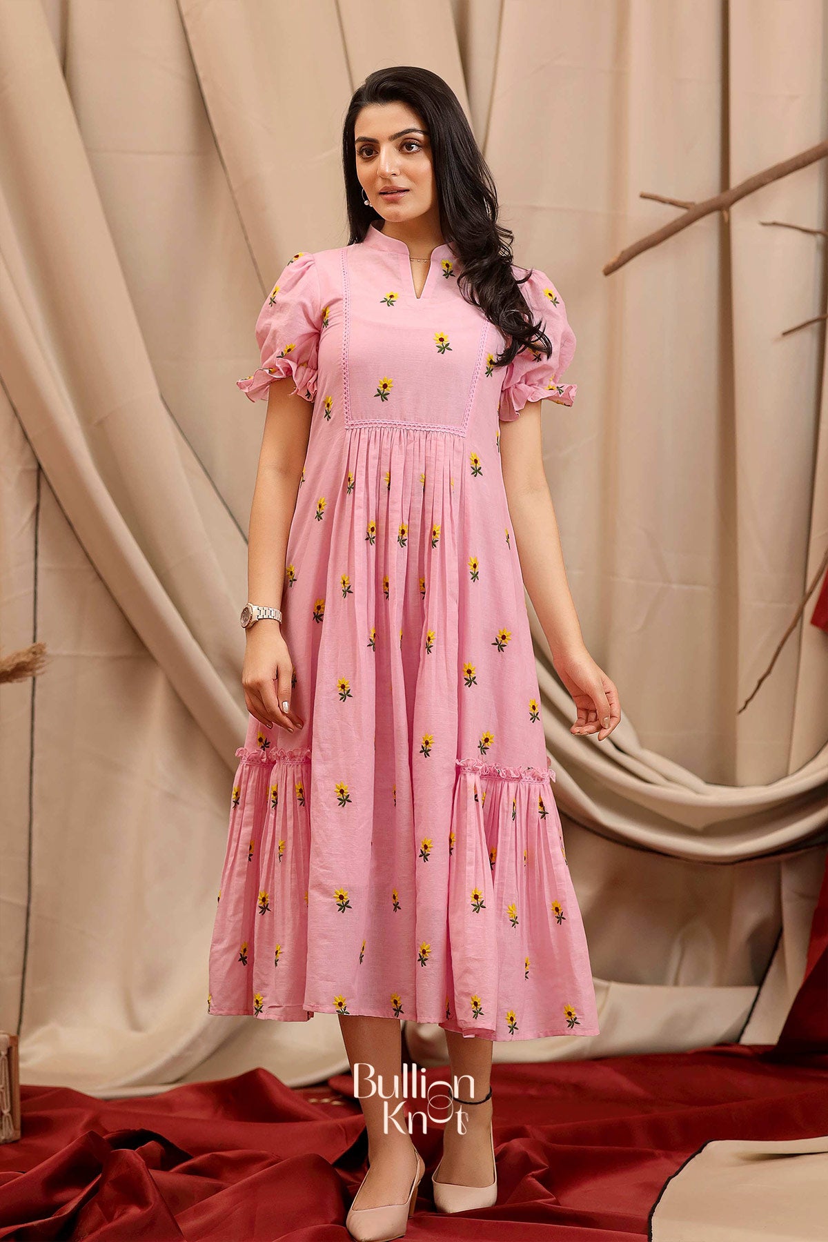 Daylily Summer Midi (Dress) in Pastel Pink