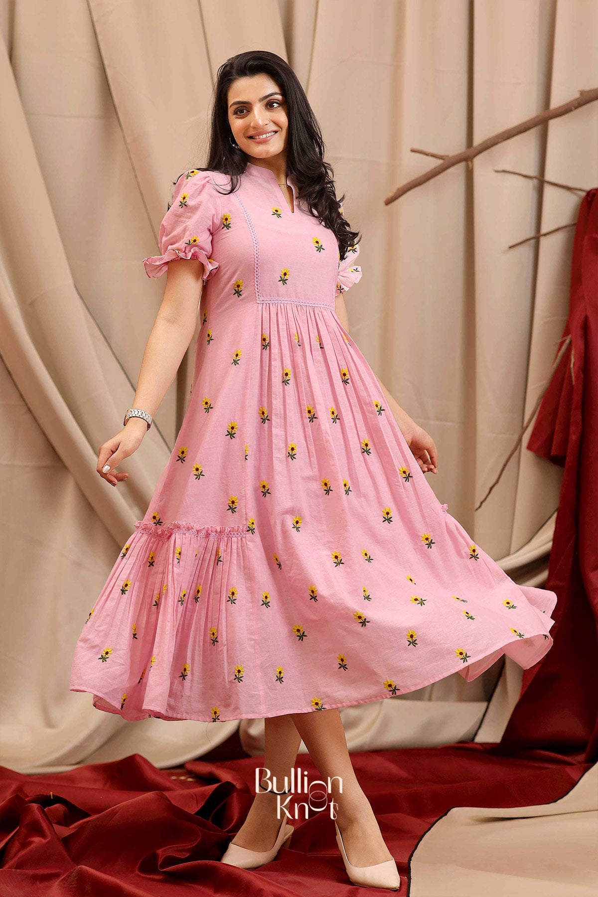 Daylily Summer Midi (Dress) in Pastel Pink