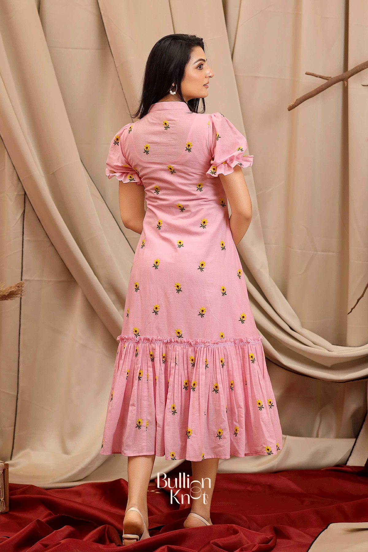 Daylily Summer Midi (Dress) in Pastel Pink