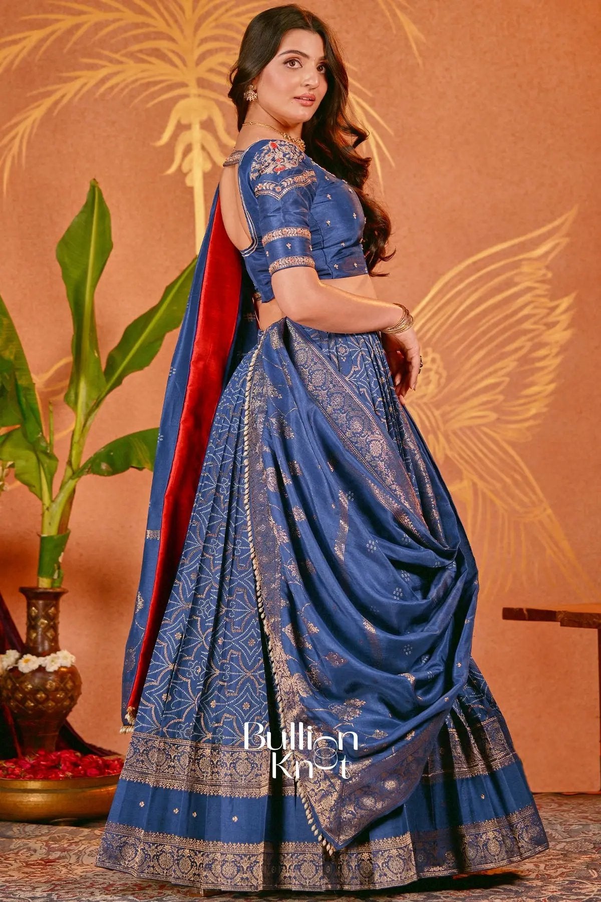 Devika Blue Bandani Zari Lehenga Set