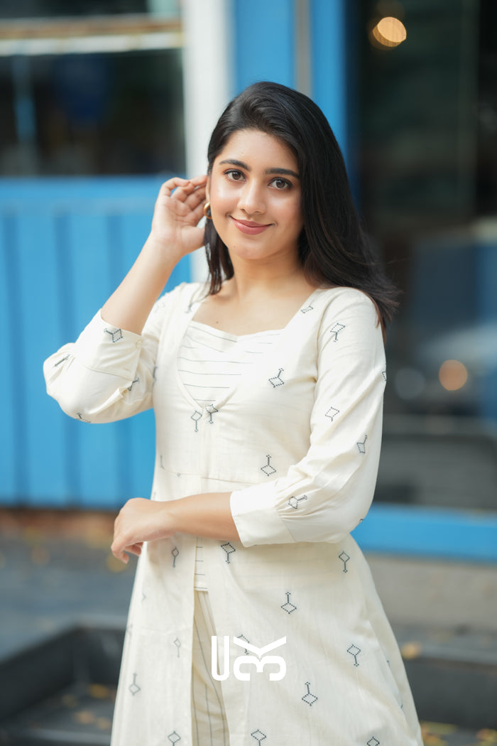 Diaa Handloom Co-ord Set in White