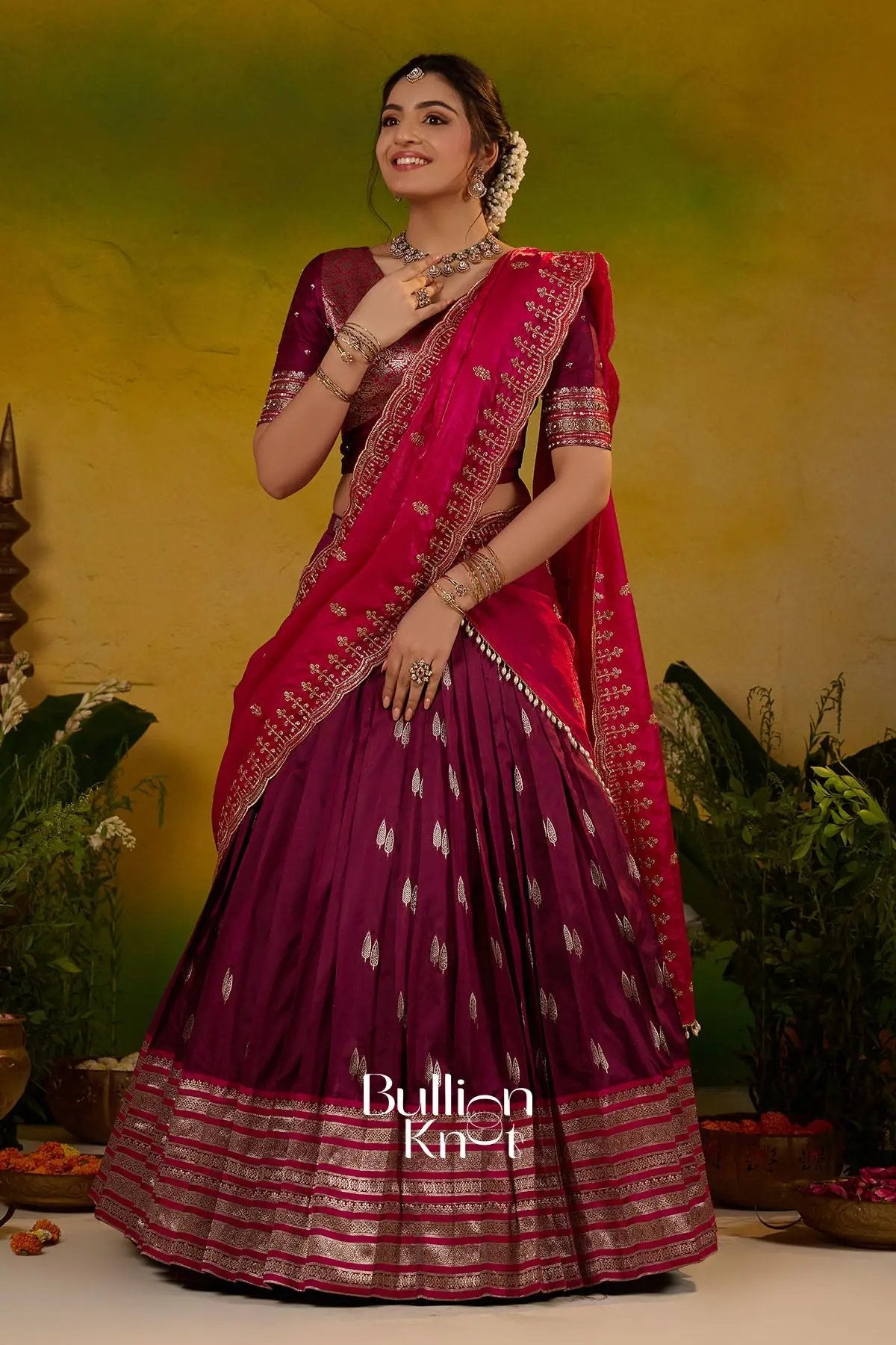 Dityanika Soft Silk Lehenga Set In Wine Pink