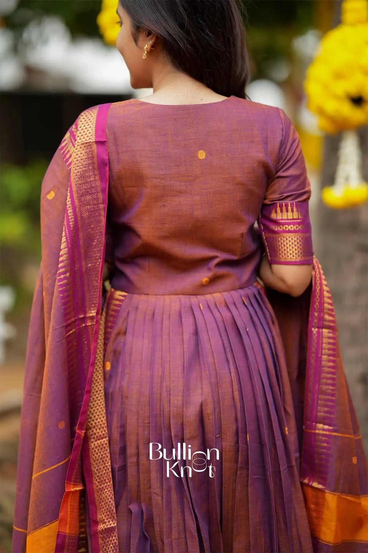Elakshi | Handloom Brown A line Suit Set