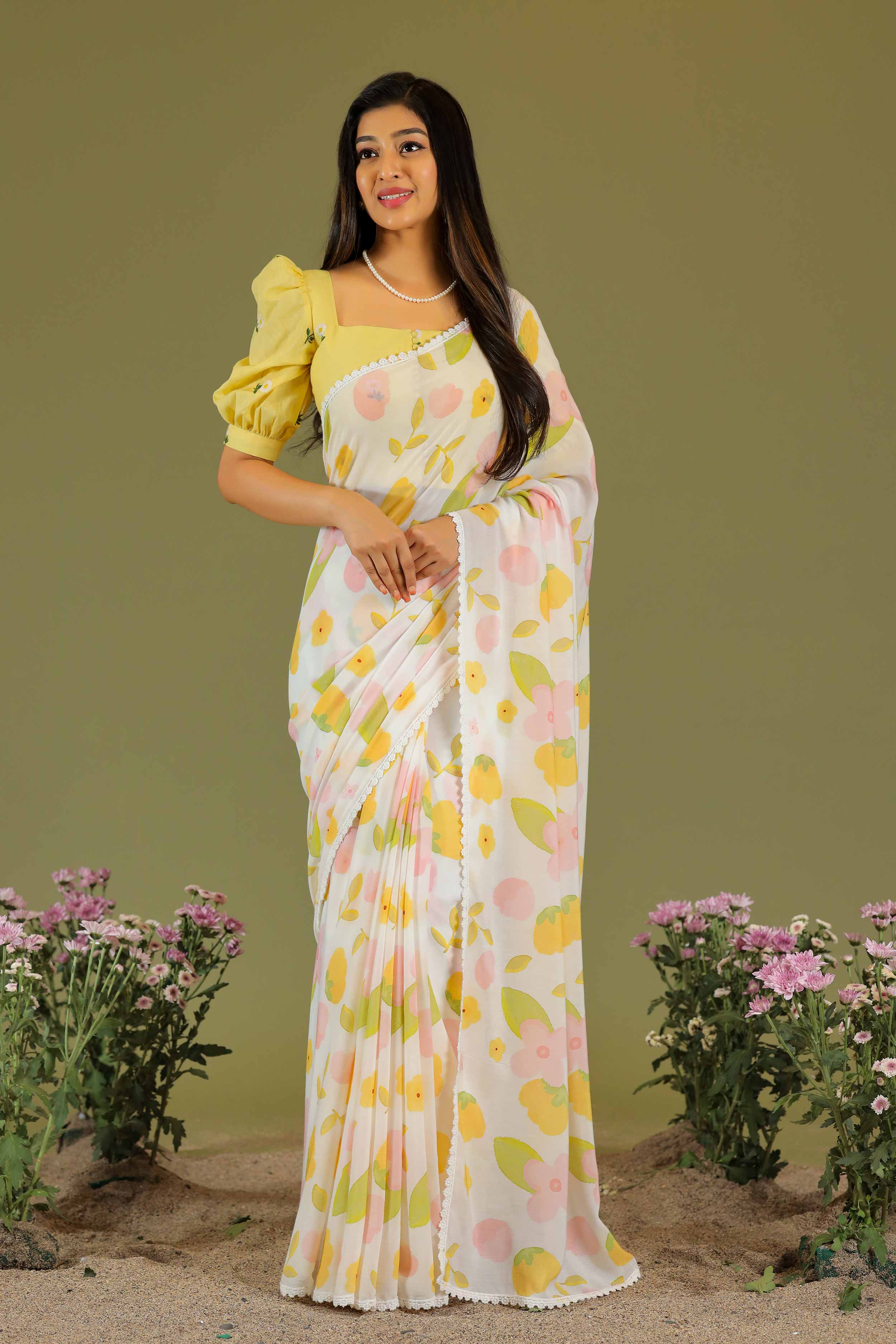 Pila Kaner Saree - Bullionknot