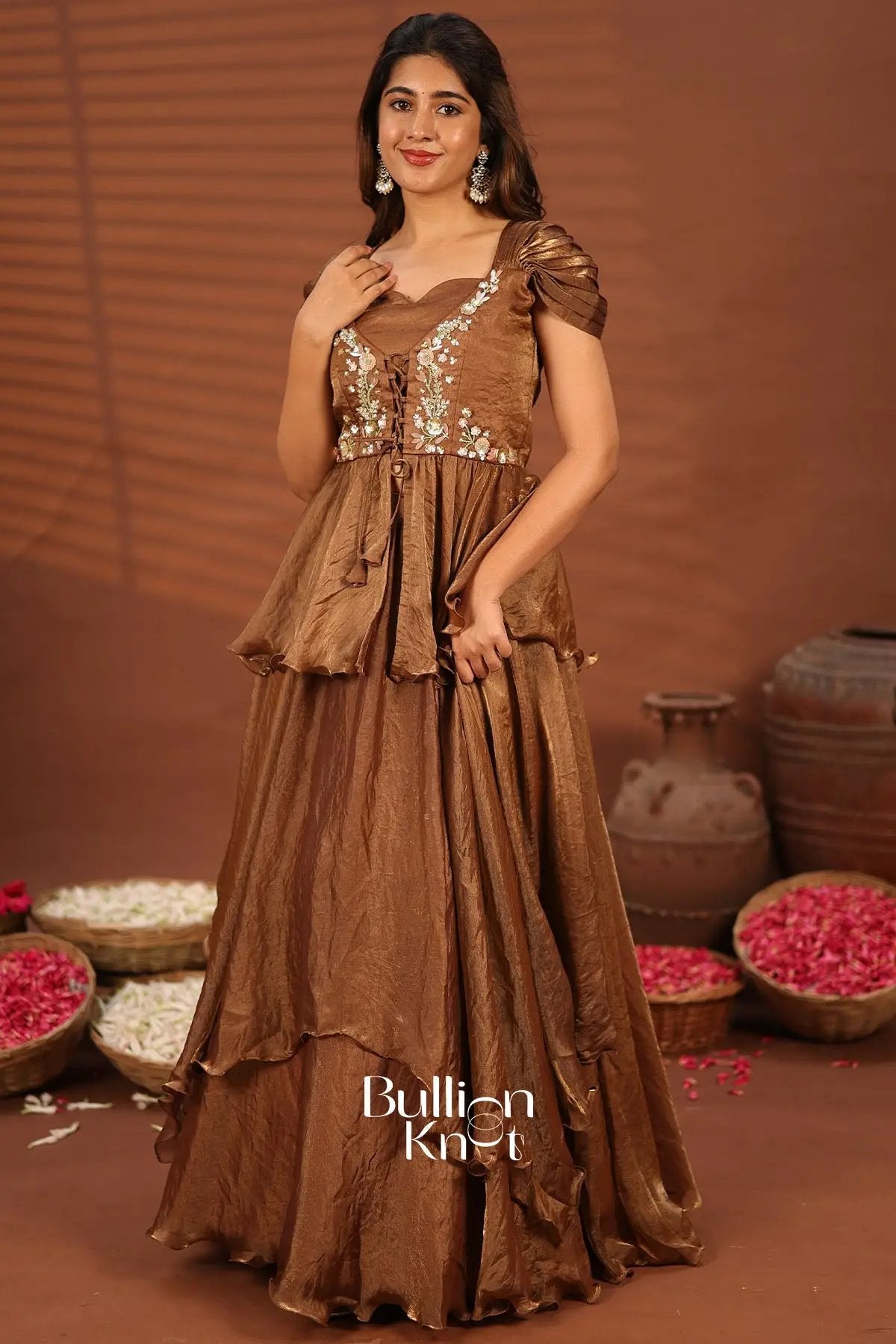 Fiza Brown Indowestern Dress
