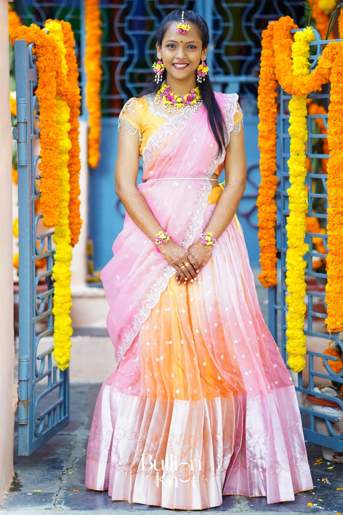 Tyohar Organza Orange Lehenga Set