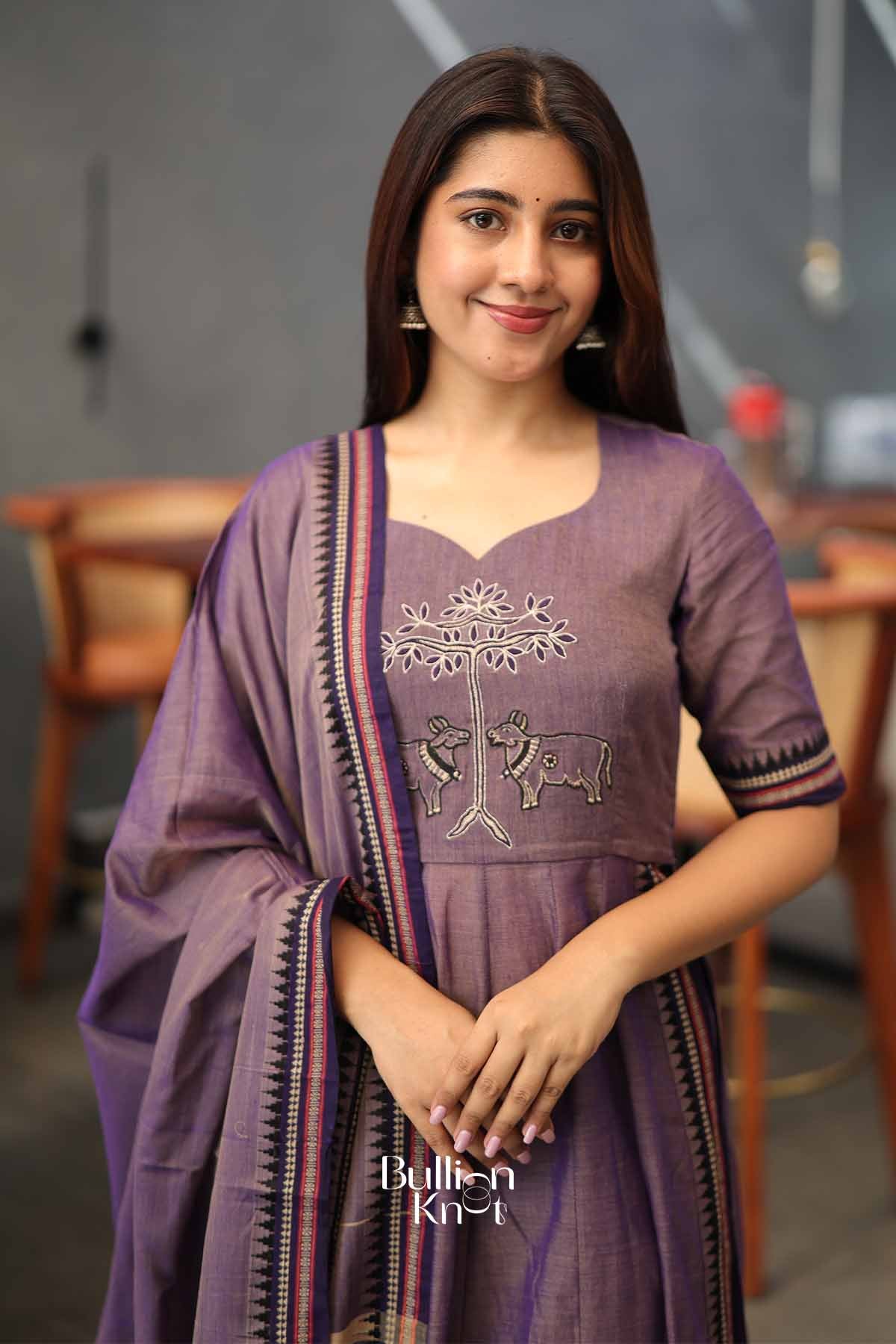 Gaurani |Greyish Purple A-Line Suit Set