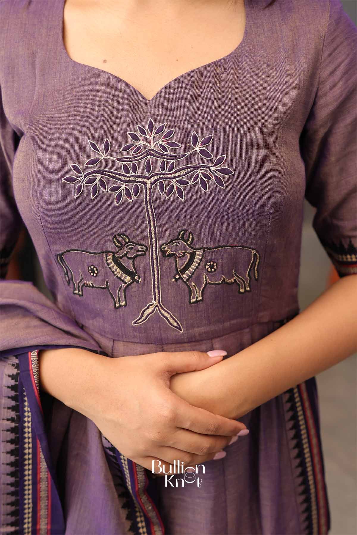 Gaurani |Greyish Purple A-Line Suit Set