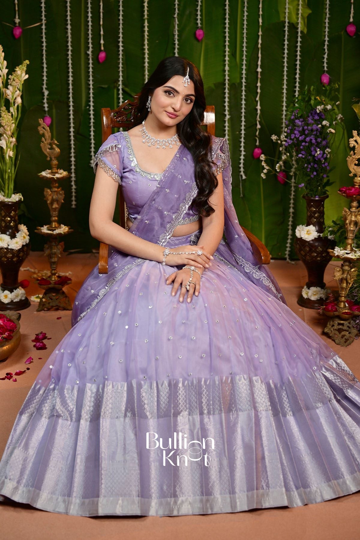 Can Can Skirt + Gaurika Purple Organza Lehenga Set for Special Occasions
