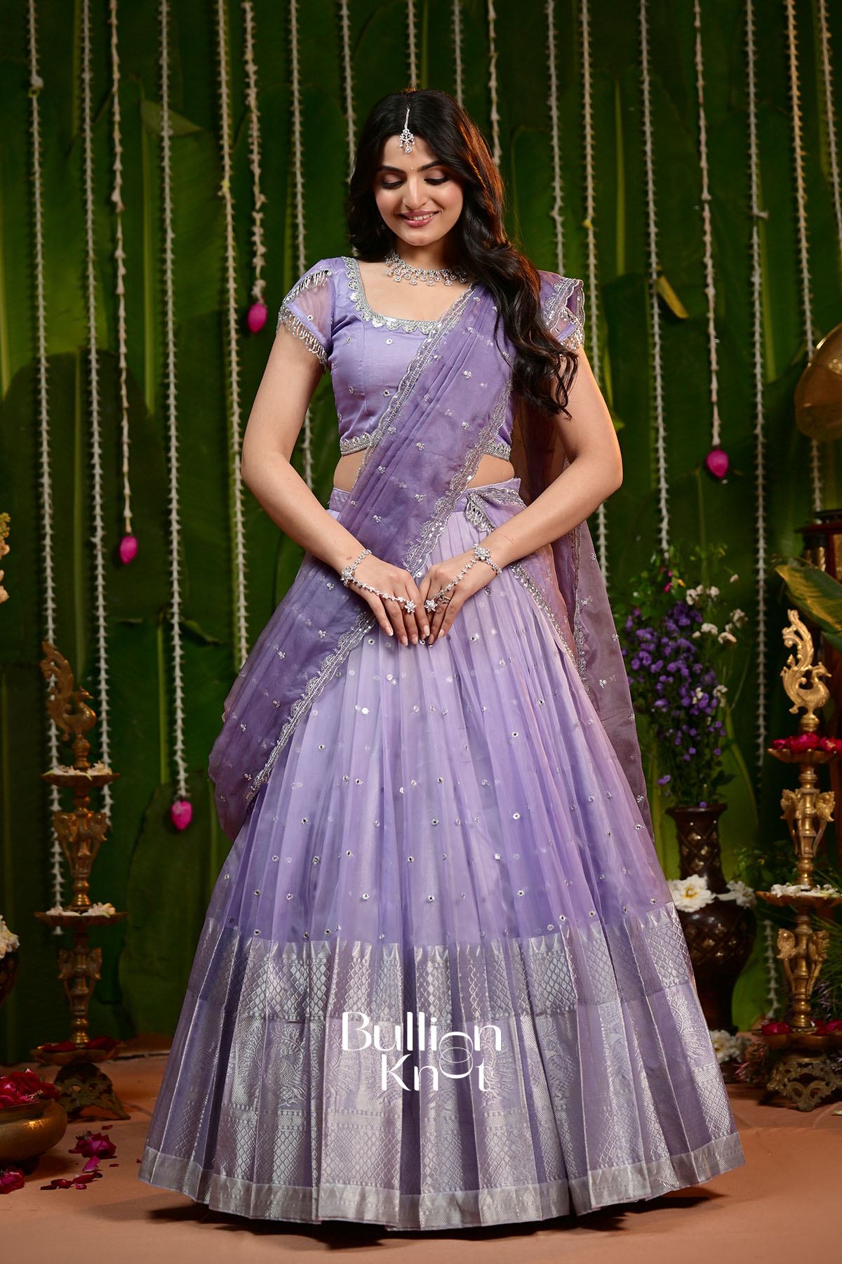 Can Can Skirt + Gaurika Purple Organza Lehenga Set for Special Occasions