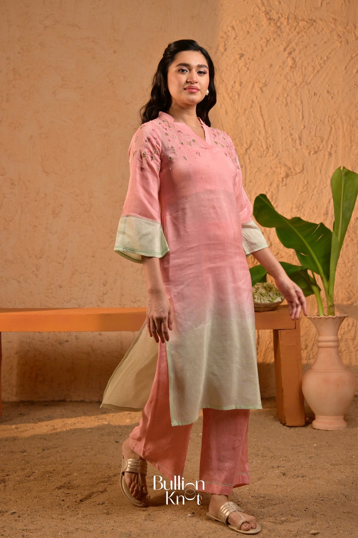 Gulaabi Taranaa Linen Kurta Set In Pink