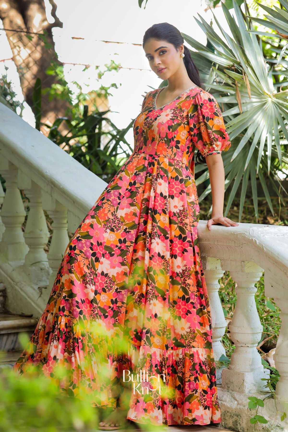 Gulmohar Maxi (Dress) in Peach
