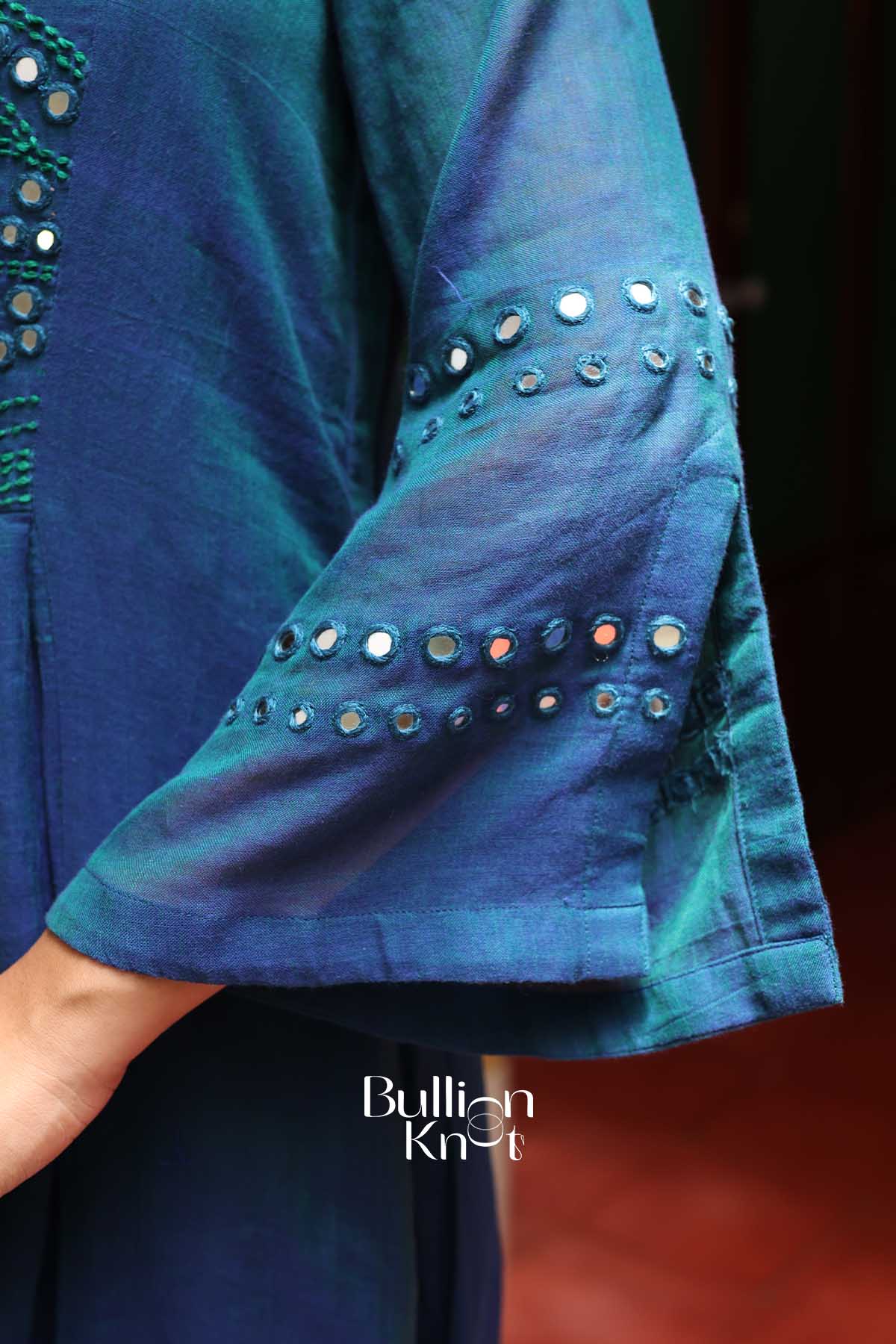 Gulnaaz Indigo Handloom Mirror Work Kurta Set