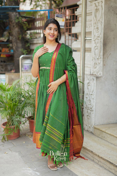 Gunjan Handloom Kurta Set (Dress) in Green