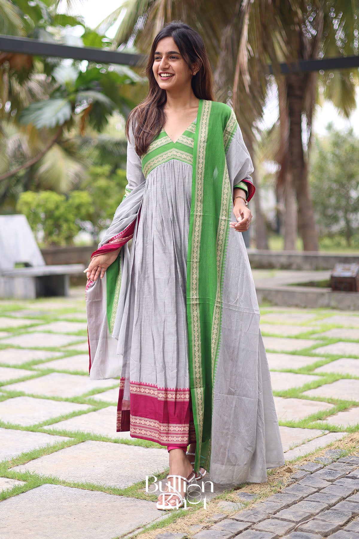 Tilakam Handloom Kurta Set In Grey