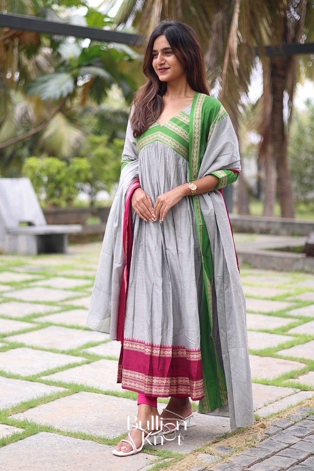 Tilakam Handloom Kurta Set In Grey