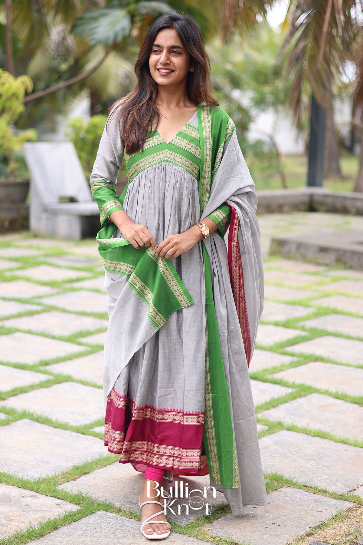 Tilakam Handloom Kurta Set In Grey