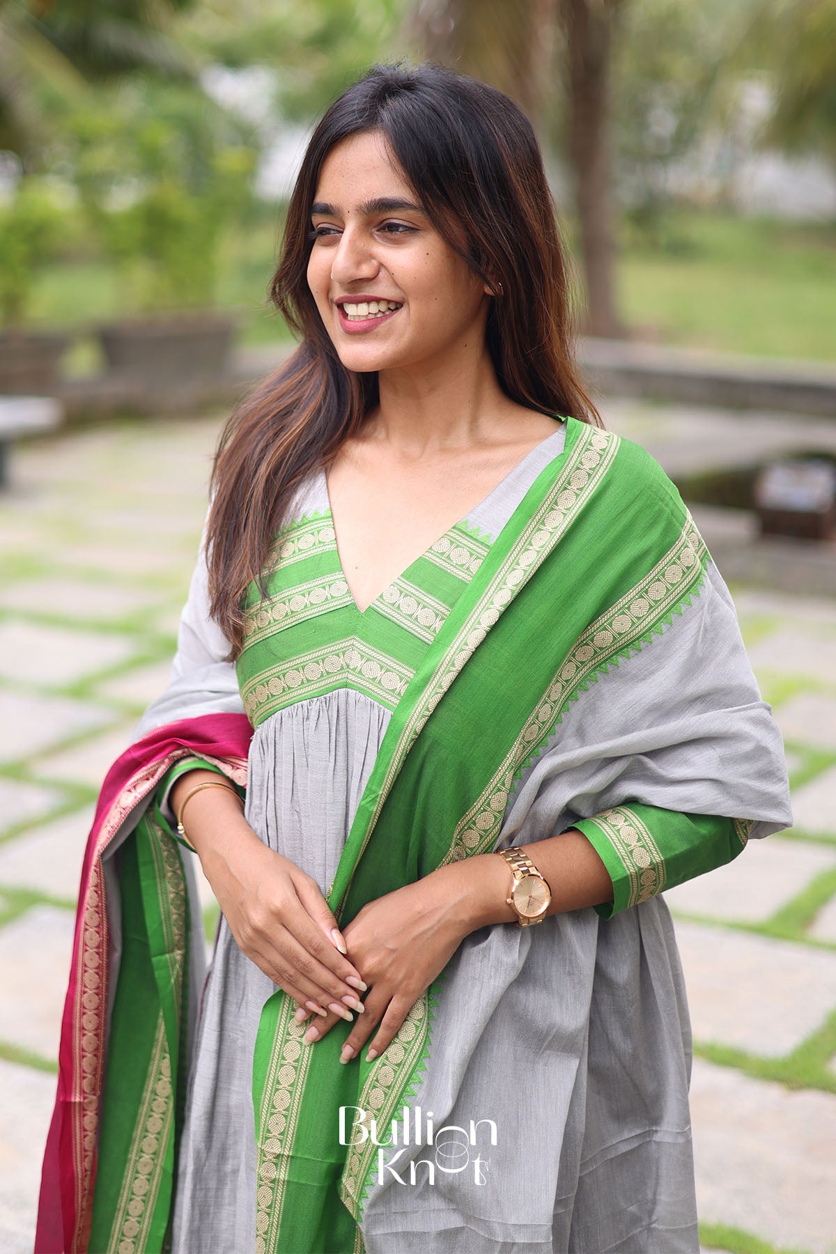 Tilakam Handloom Kurta Set In Grey