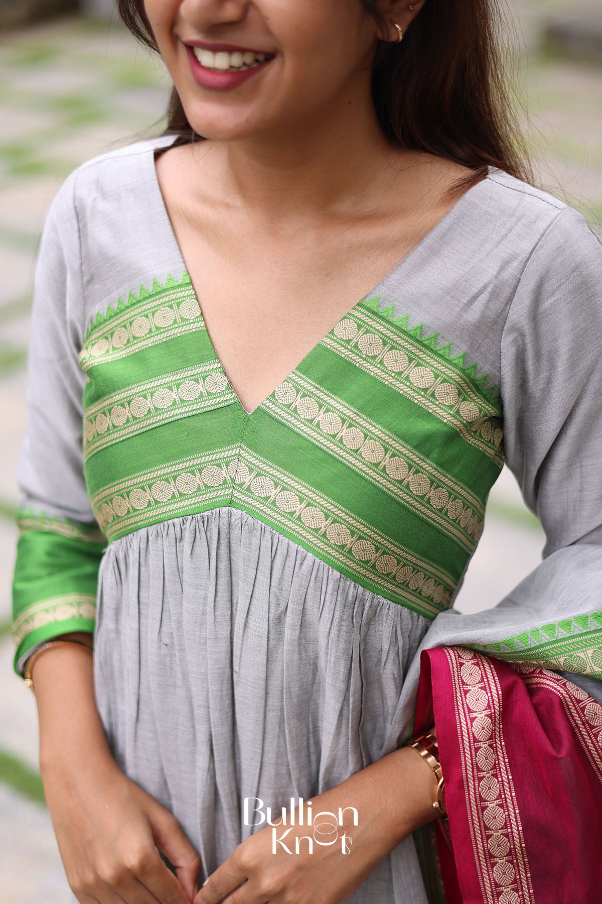 Tilakam Handloom Kurta Set In Grey