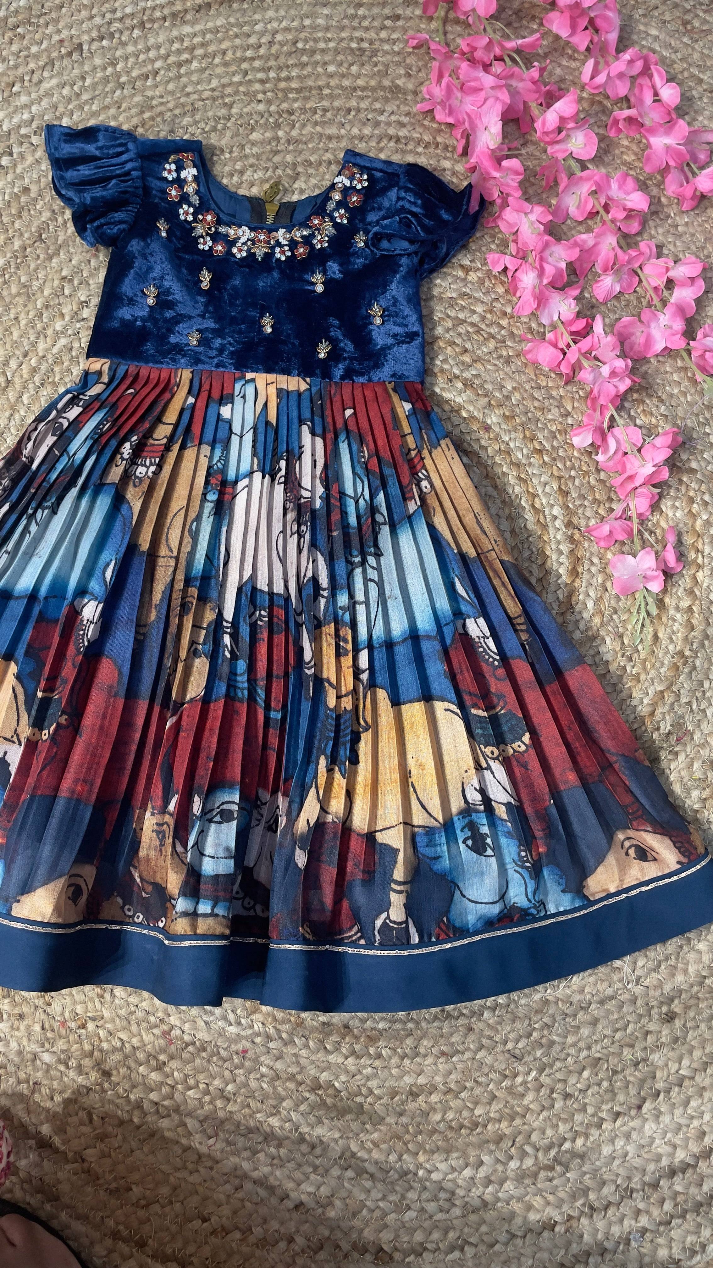 Baby Nirvana Kalamkari Frock - Bullionknot