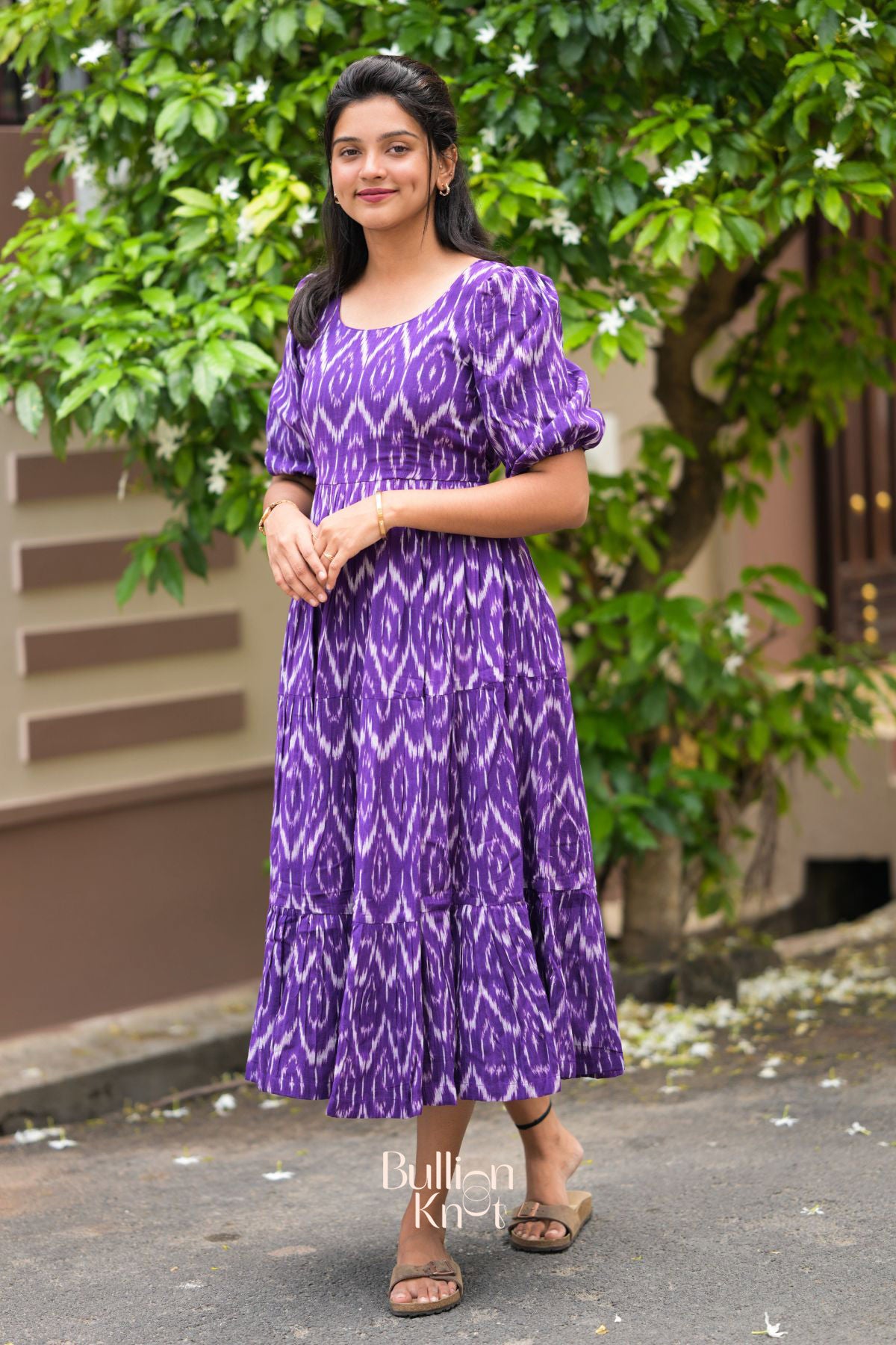 Ikkashi Ikkat Midi (Dress) in Violet