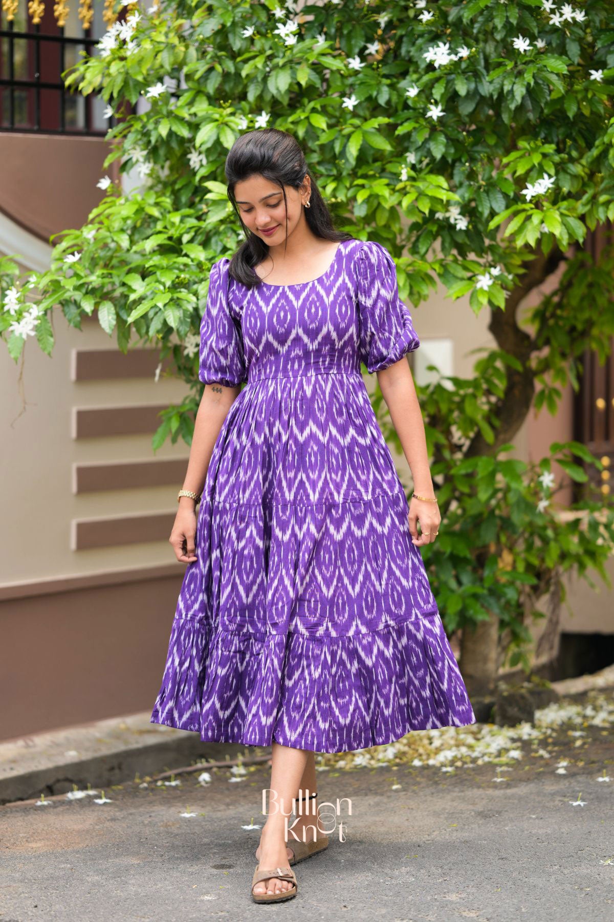 Ikkashi Ikkat Midi (Dress) in Violet