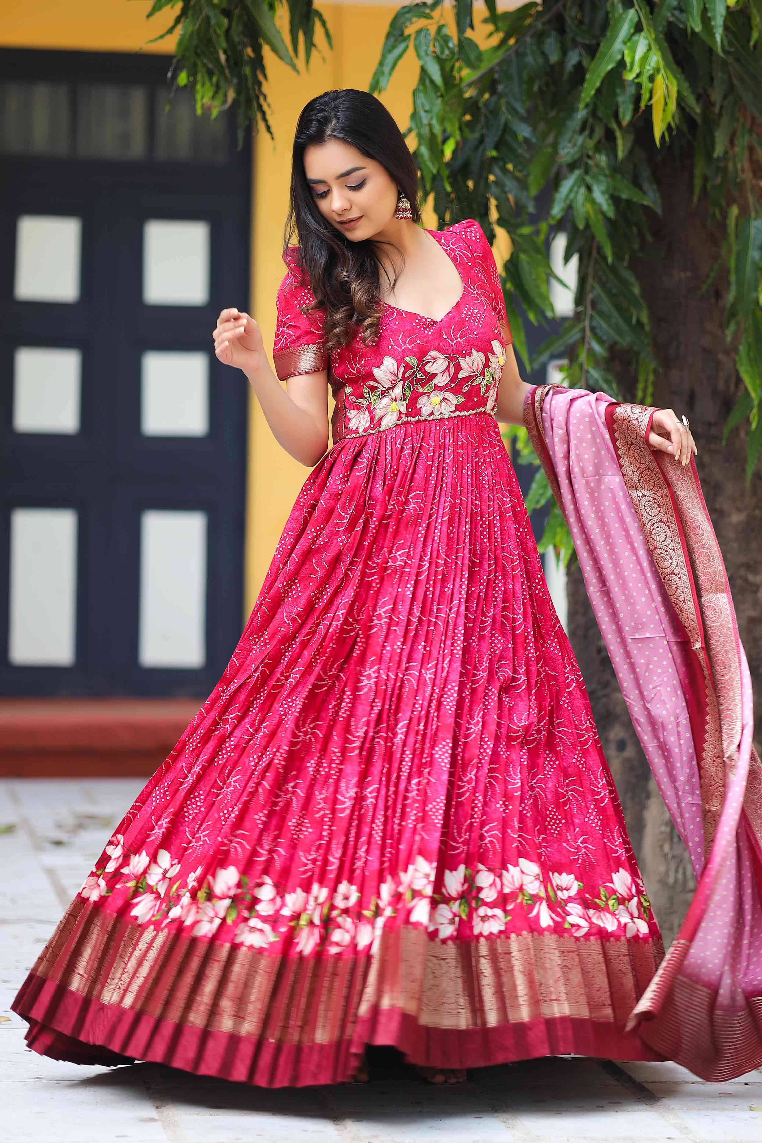 pink banarasi dress - Bullionknot