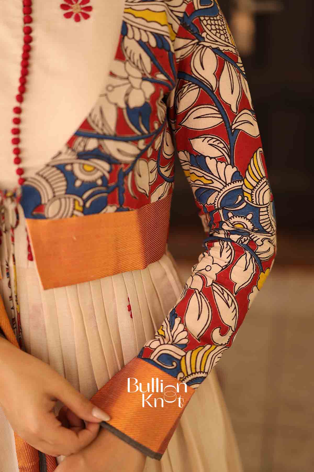 Ivory Kalamkari Grace |Cotton Jacket Style Flared Anarkali Set