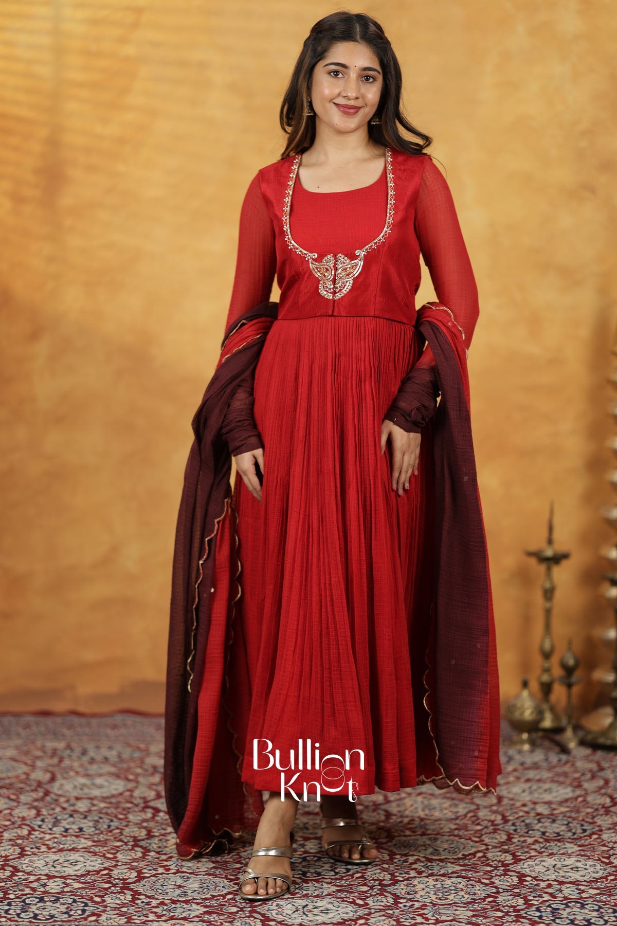 Aalaya Red Dress with Jacket - Ethnic Elegance XL / Red Aalaya Red Dress with Jacket - Ethnic Elegance XL / Red