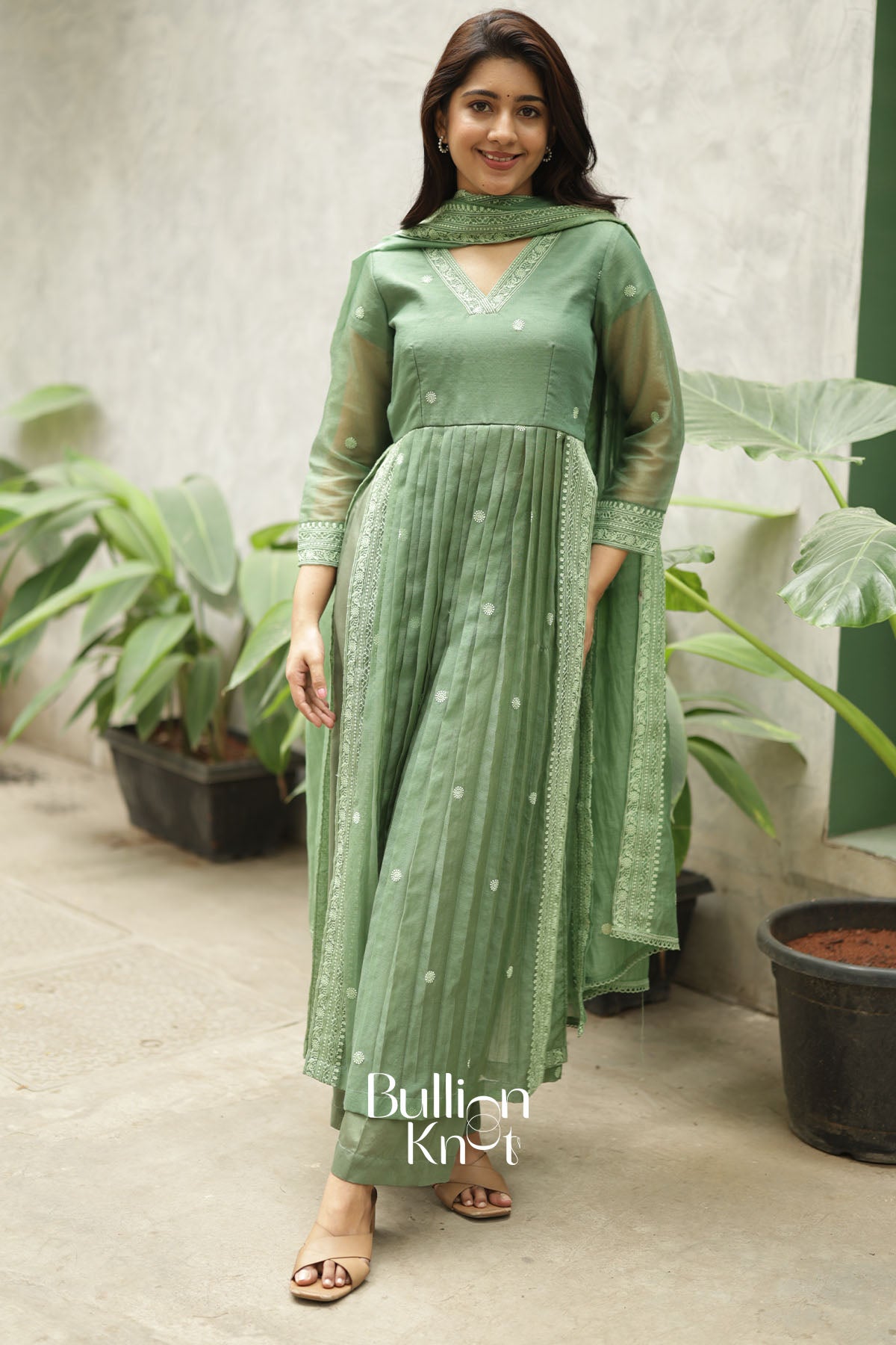 Aashana Sage Green kota 3 Pis Kurta Set