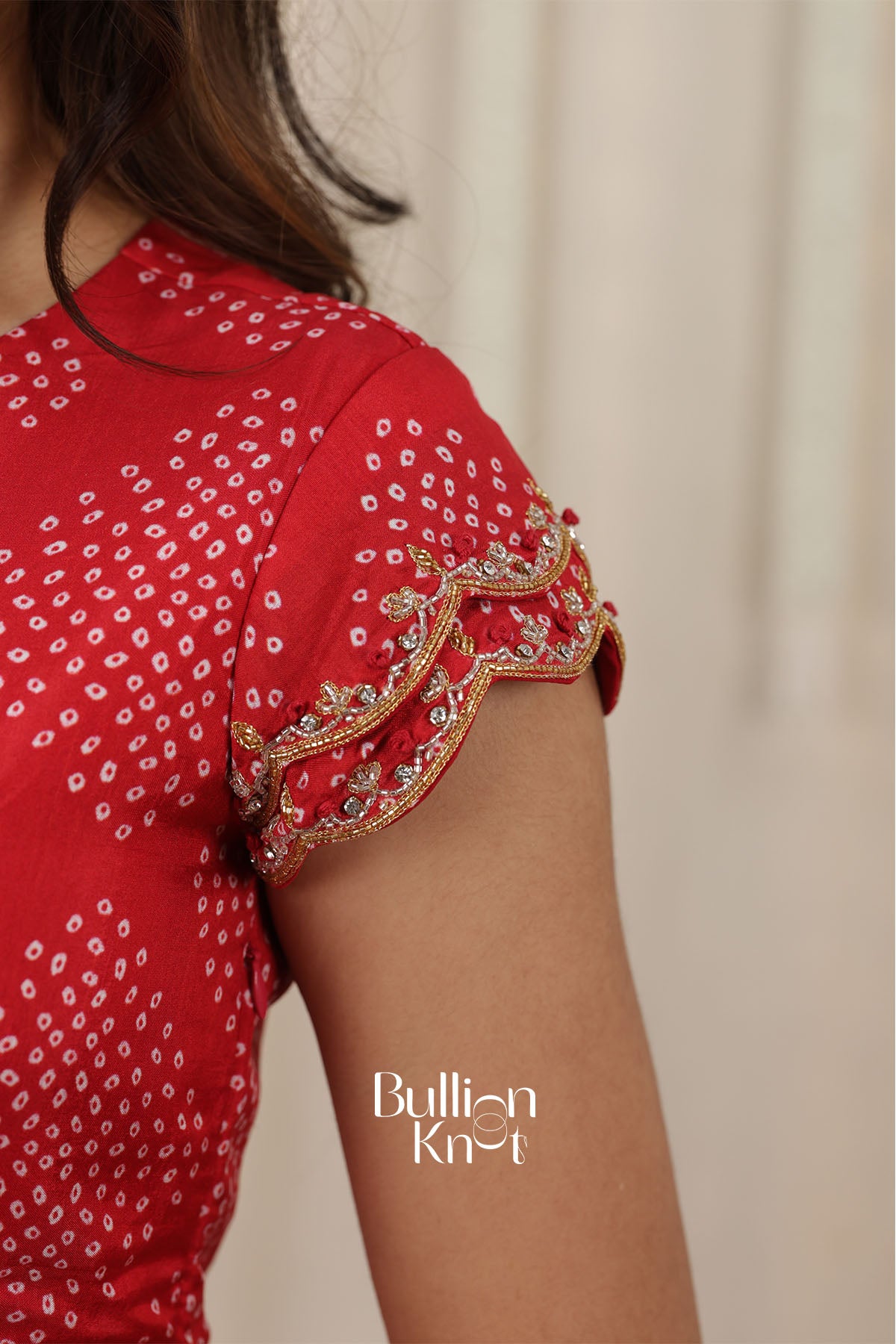 Pallavi Bandhani Crepe Red Anarkali Dress