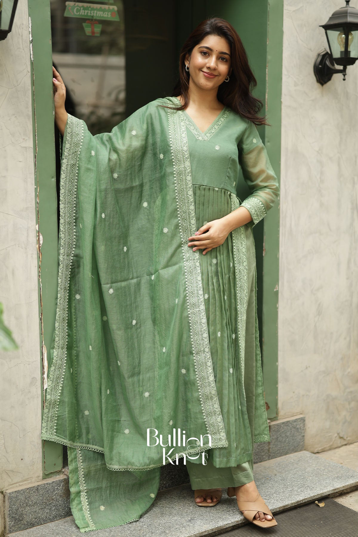 Aashana Sage Green kota 3 Pis Kurta Set