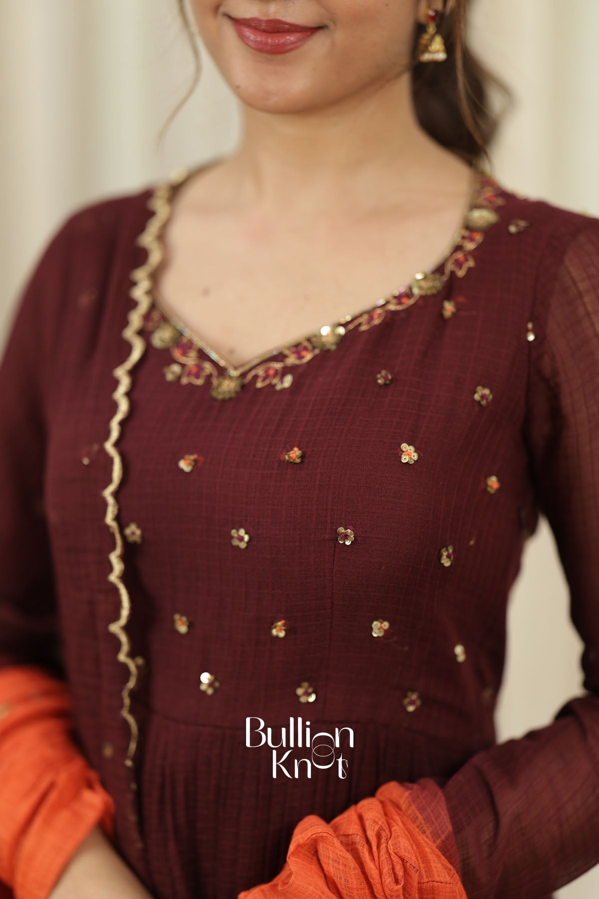 Agniraaga Brown Mal Cotton Anarkali Dress