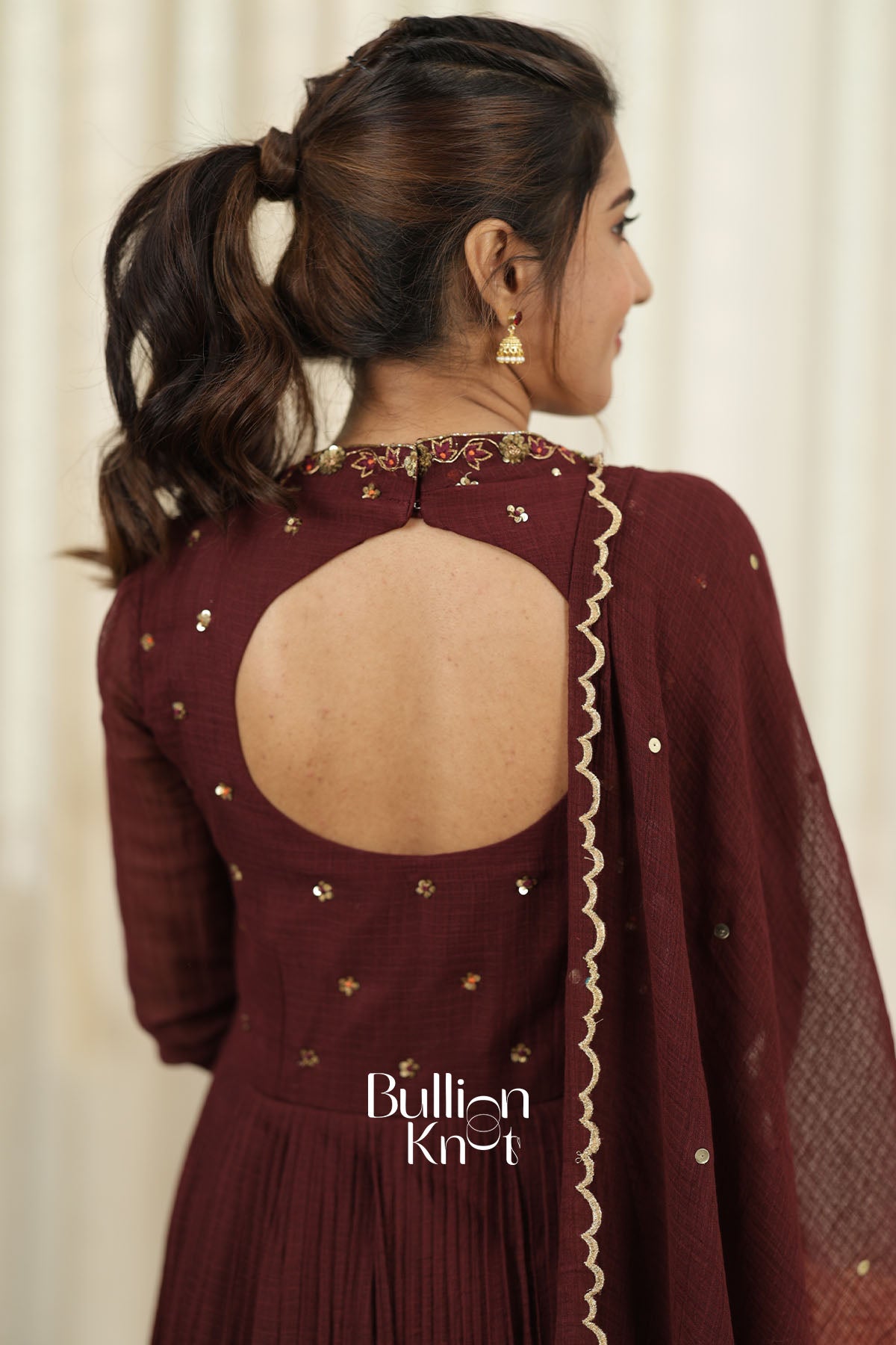 Agniraaga Brown Mal Cotton Anarkali Dress