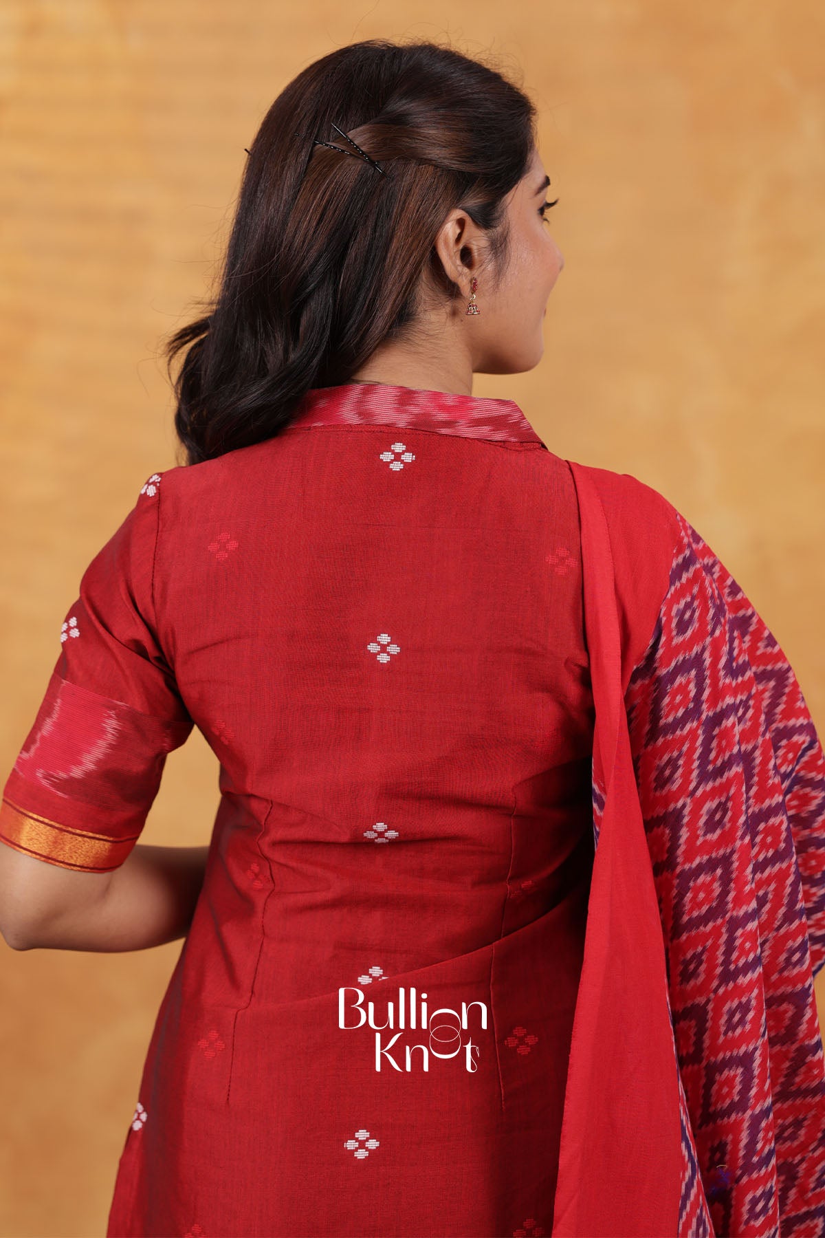 Trinetri Red Handloom Suit Set
