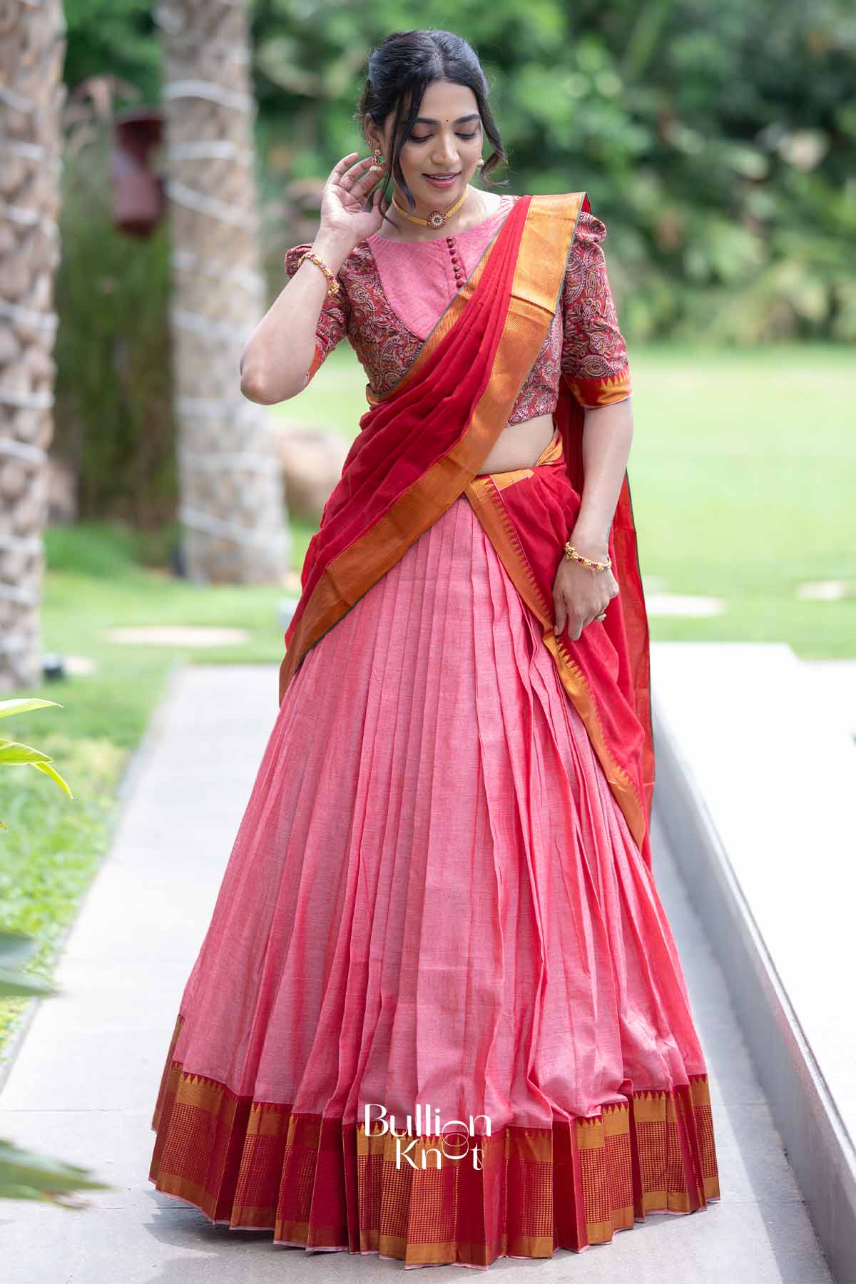 Kumkum | Pink Handloom Half Saree | Festive Radiance